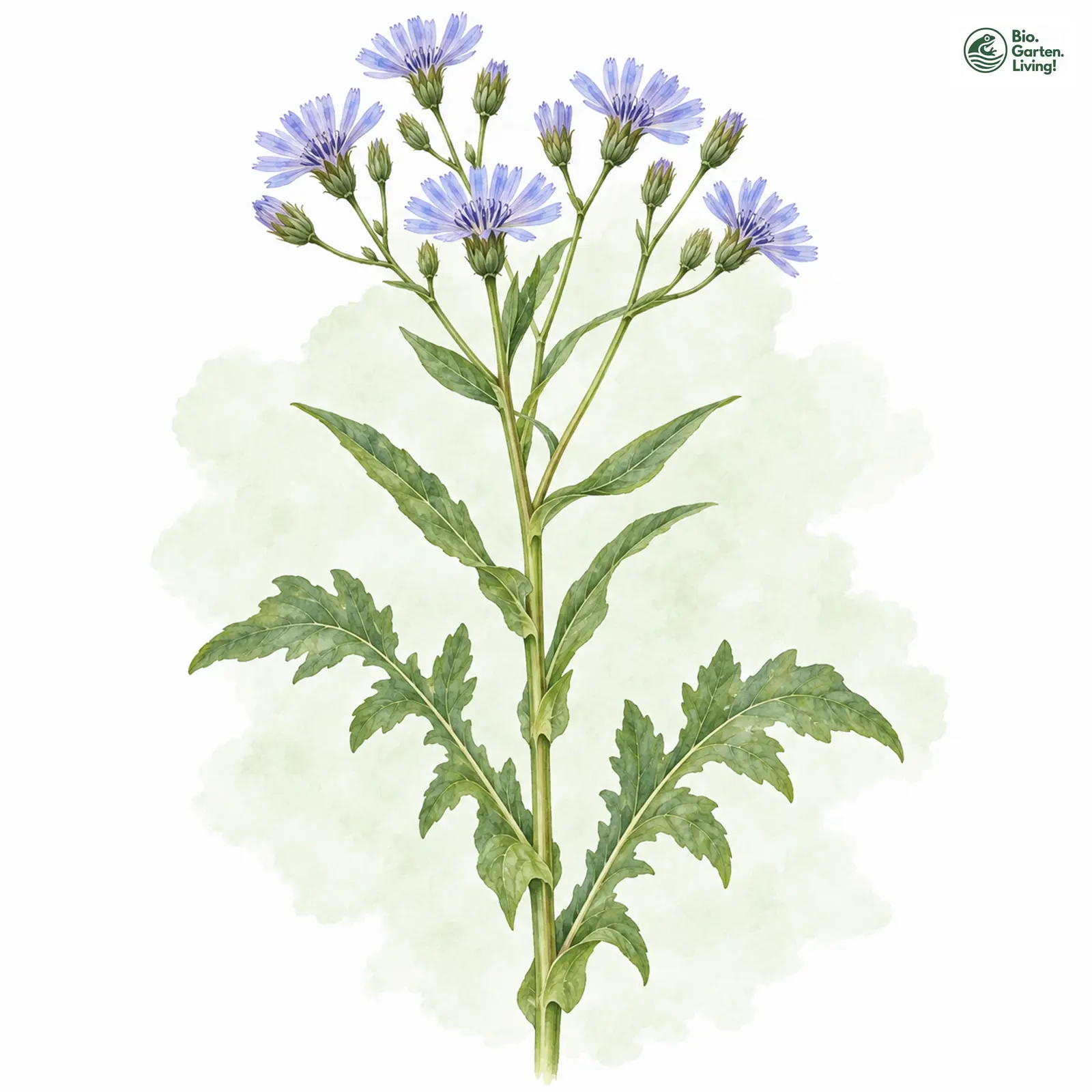 Aquarellzeichnung: Französischer Milchlattich (Cicerbita plumieri)