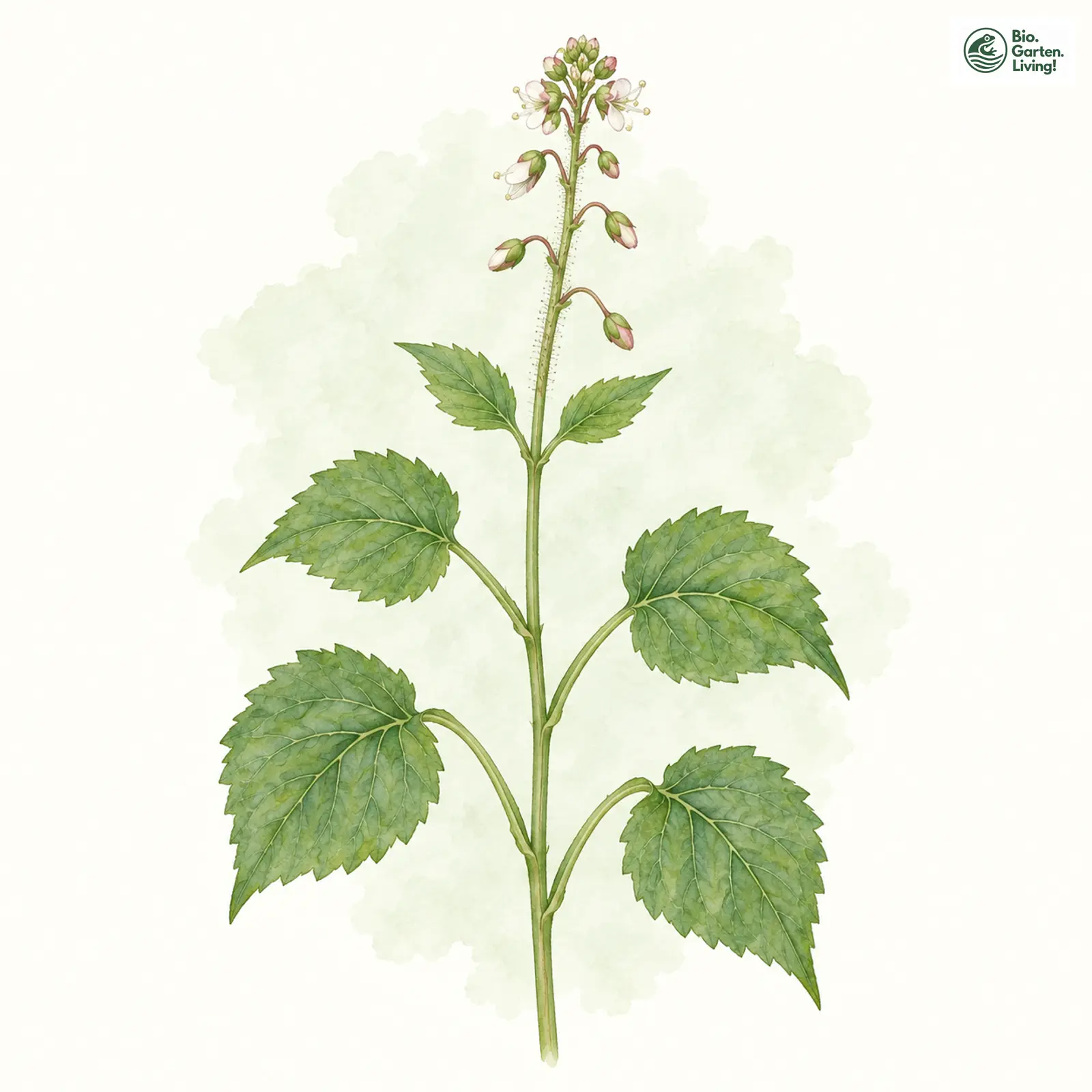 Aquarellzeichnung: Alpen-Hexenkraut (Circaea alpina)