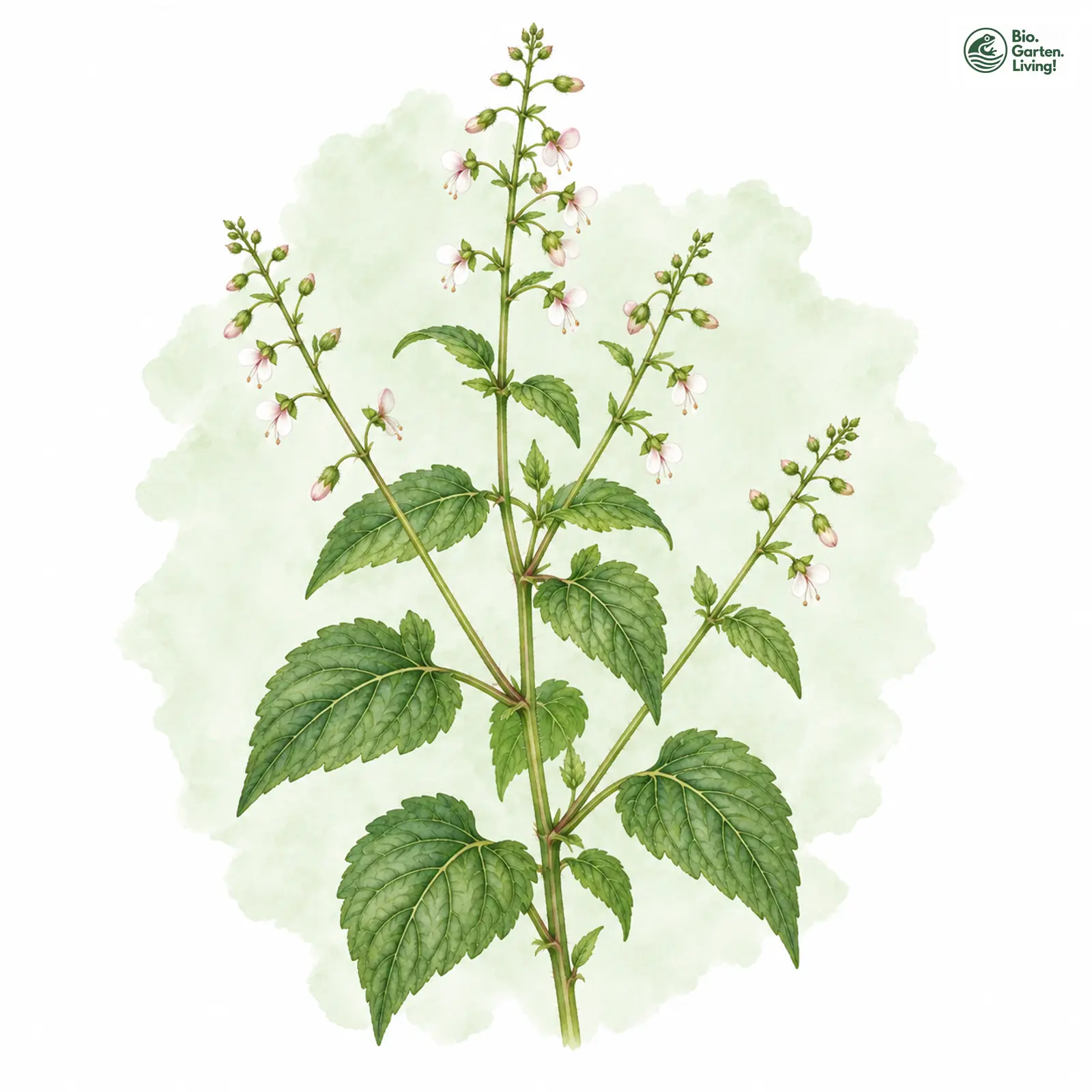 Aquarellzeichnung: Großes Hexenkraut (Circaea lutetiana)