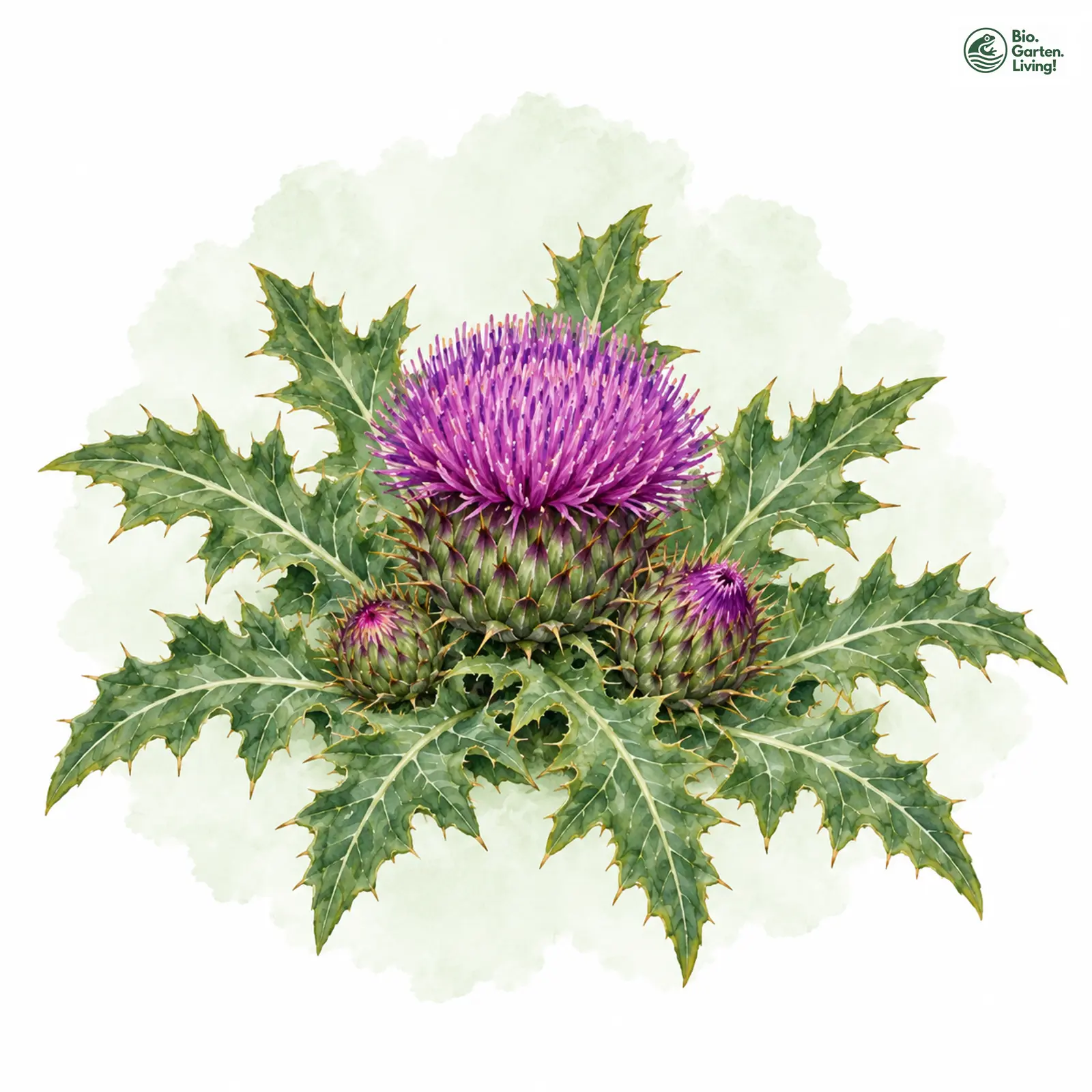 Aquarellzeichnung: Stängellose Kratzdistel (Cirsium acaulon)