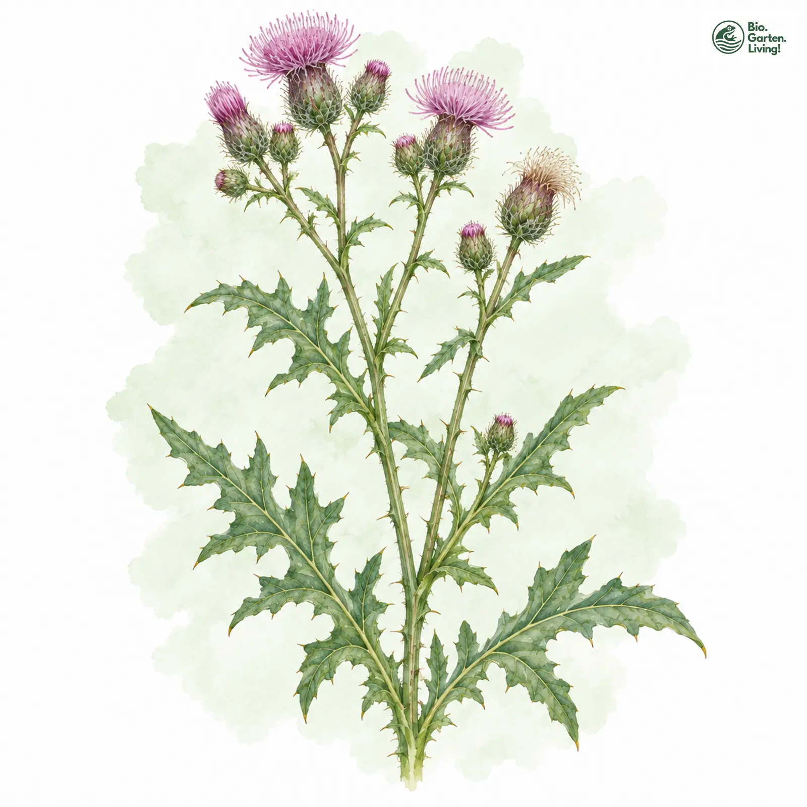 Aquarellzeichnung: Acker-Kratzdistel (Cirsium arvense)