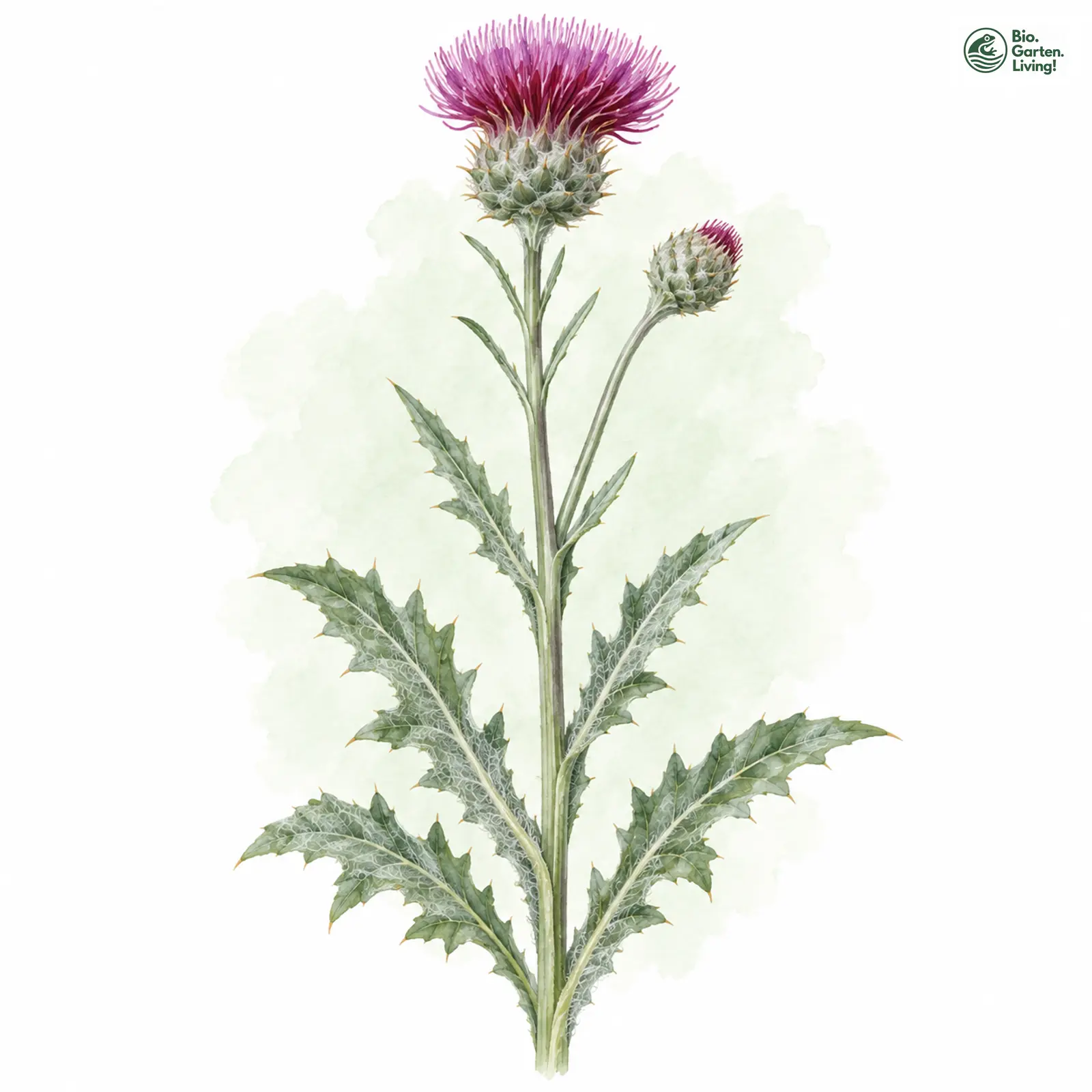 Aquarellzeichnung: Graue Kratzdistel (Cirsium canum)