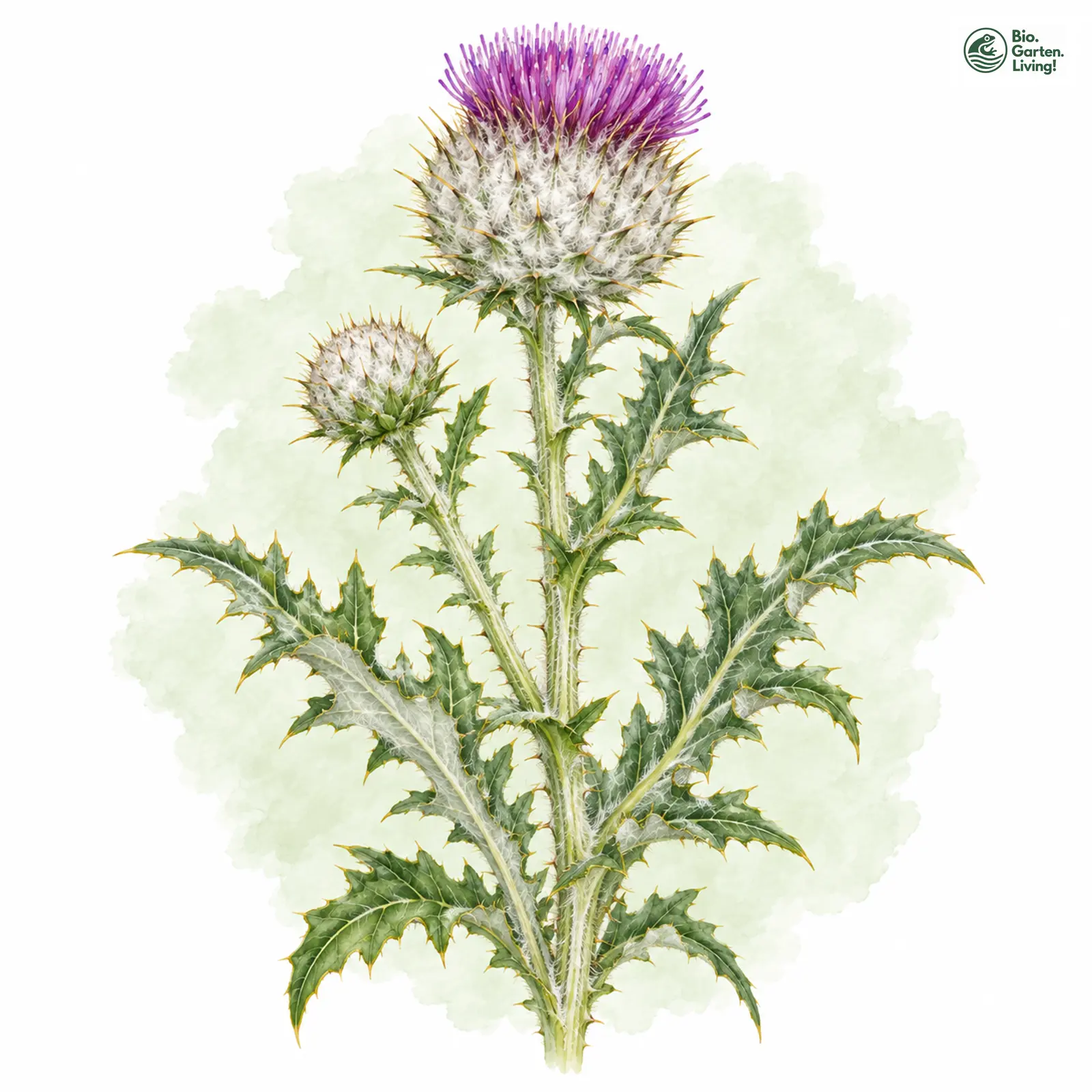 Aquarellzeichnung: Wollkopf-Kratzdistel (Cirsium eriophorum)