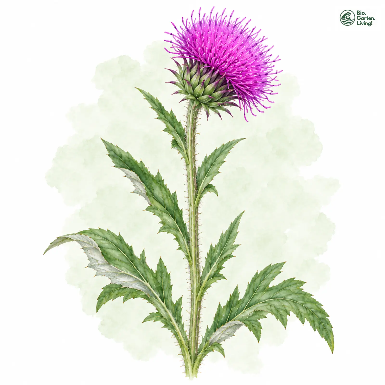 Aquarellzeichnung: Verschiedenblättrige Kratzdistel (Cirsium heterophyllum)