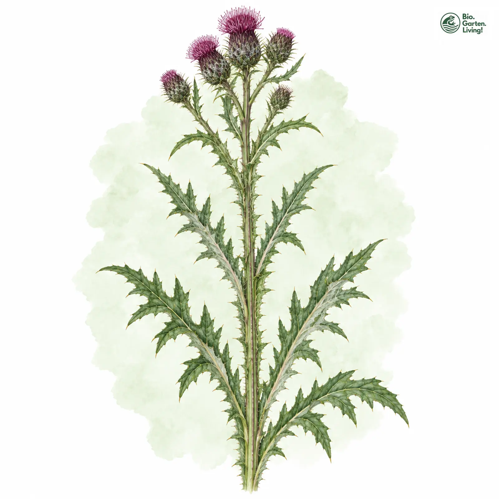 Aquarellzeichnung: Sumpf-Kratzdistel (Cirsium palustre)