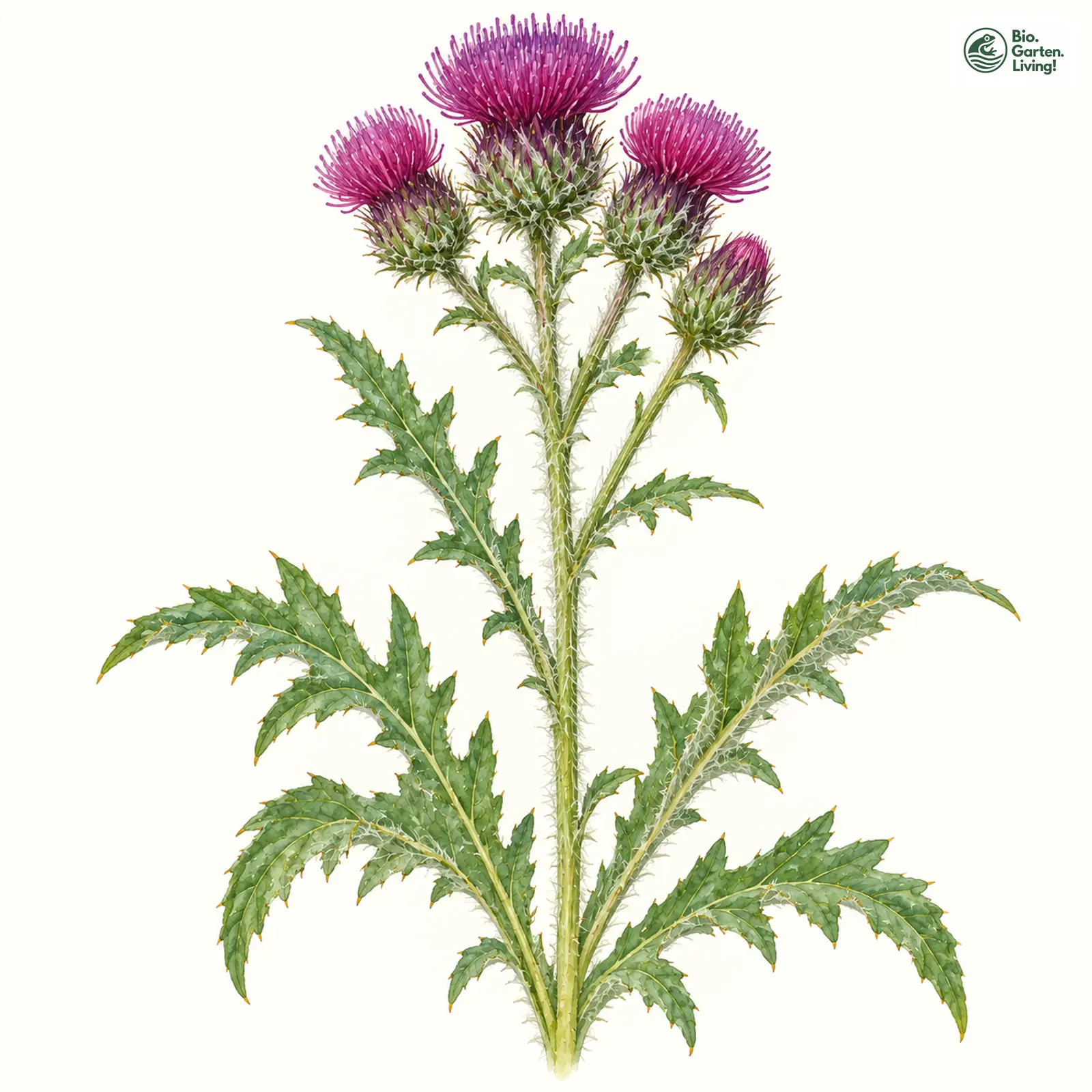 Aquarellzeichnung: Bach-Kratzdistel (Cirsium rivulare)