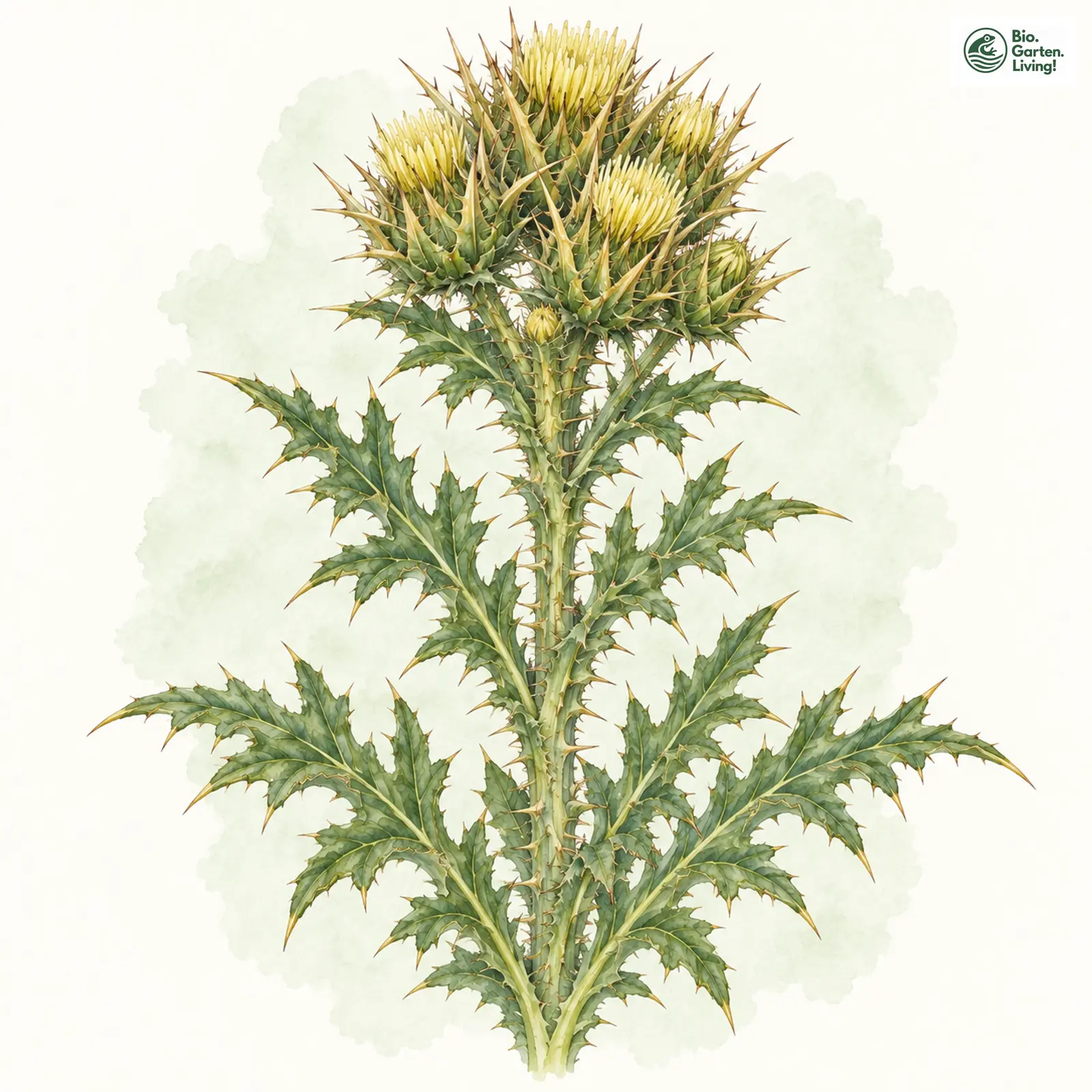 Aquarellzeichnung: Alpen-Kratzdistel (Cirsium spinosissimum)