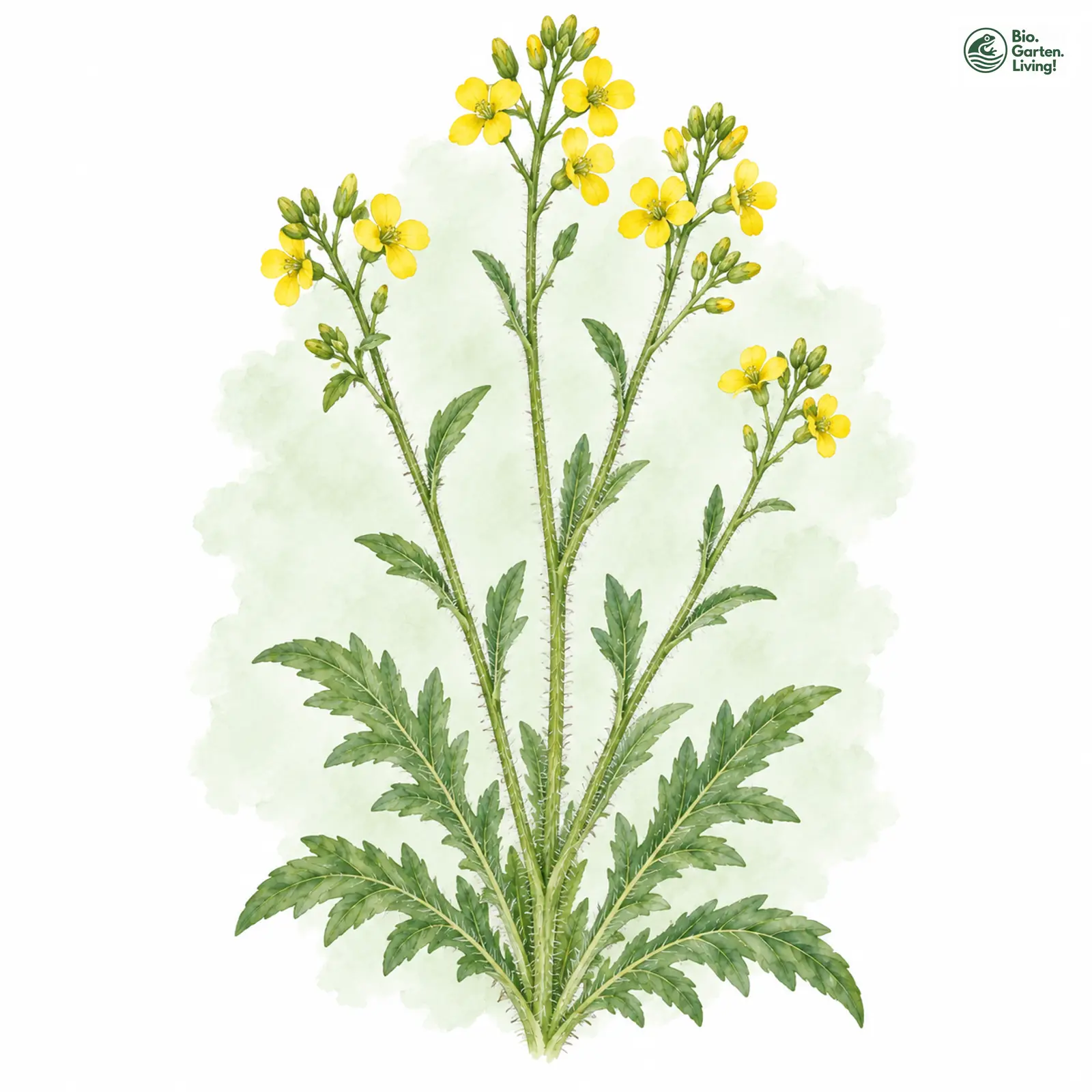 Aquarellzeichnung: Schnabelsenf (Coincya monensis)