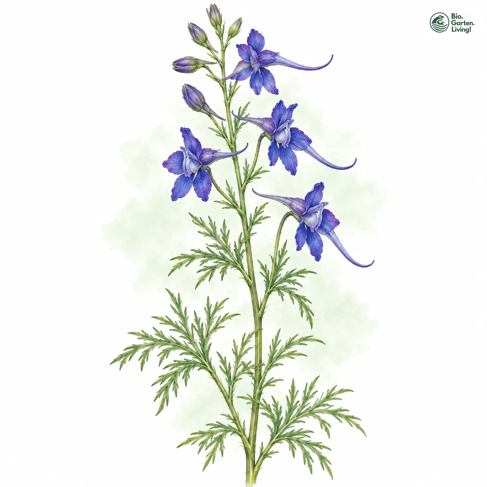 Aquarellzeichnung: Feld-Rittersporn (Consolida regalis)