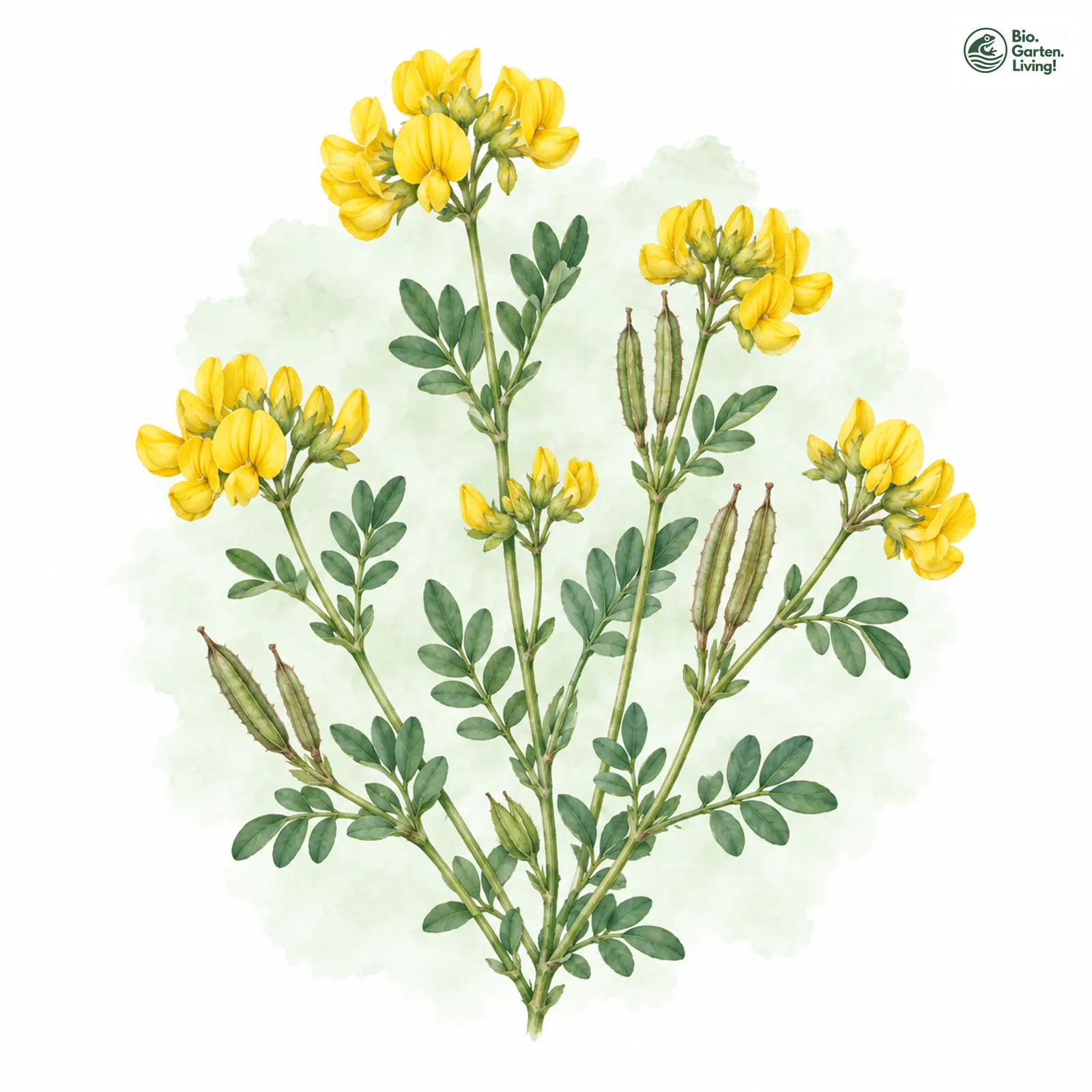 Aquarellzeichnung: Scheiden-Kronwicke (Coronilla vaginalis)