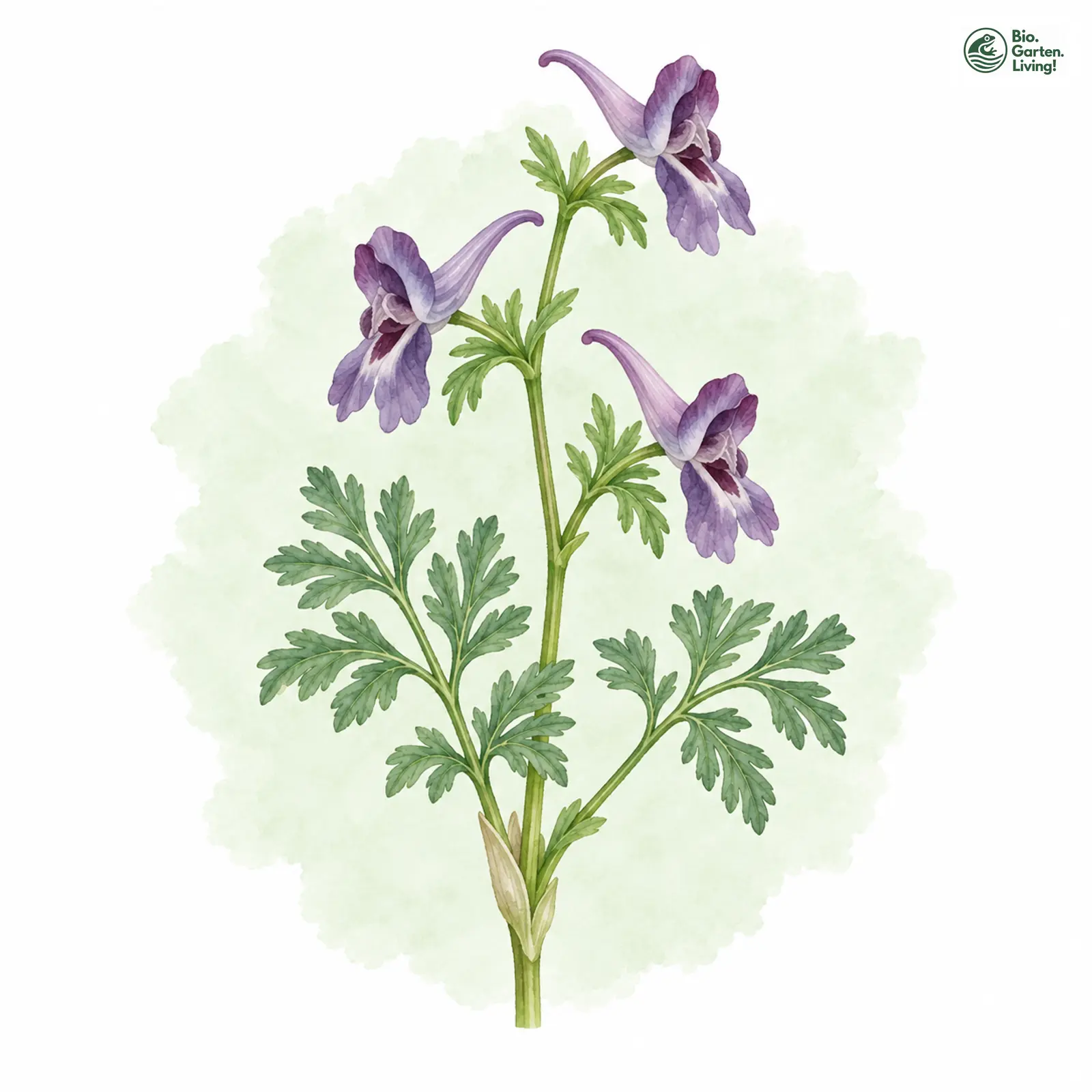 Aquarellzeichnung: Zwerg-Lerchensporn (Corydalis pumila)