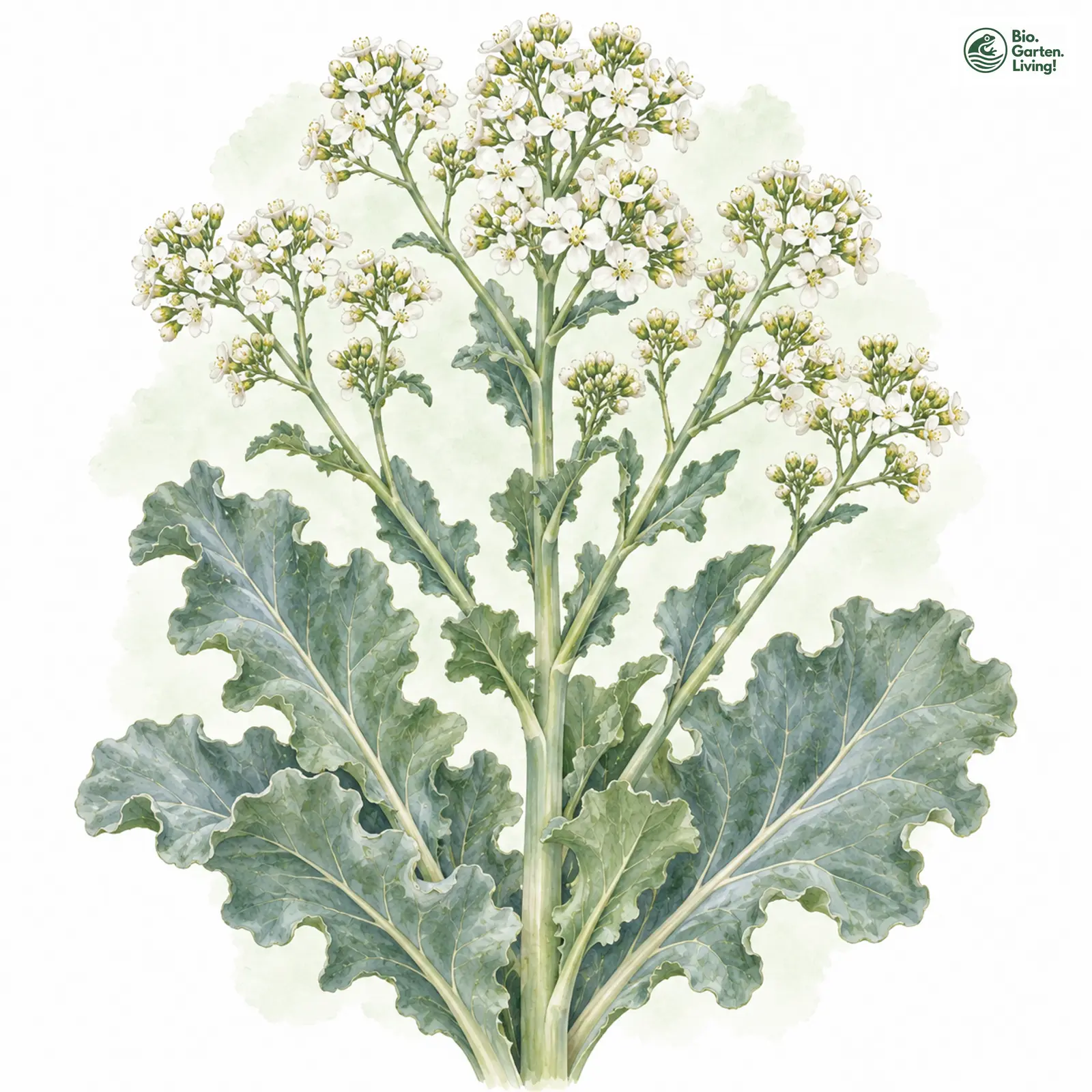 Aquarellzeichnung: Echter Meerkohl (Crambe maritima)