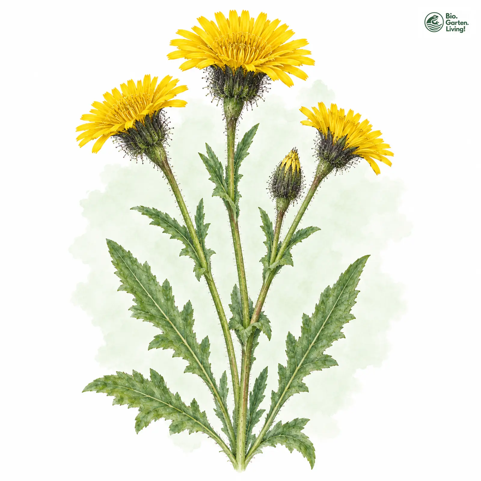 Aquarellzeichnung: Großköpfiger Pippau (Crepis conyzifolia)