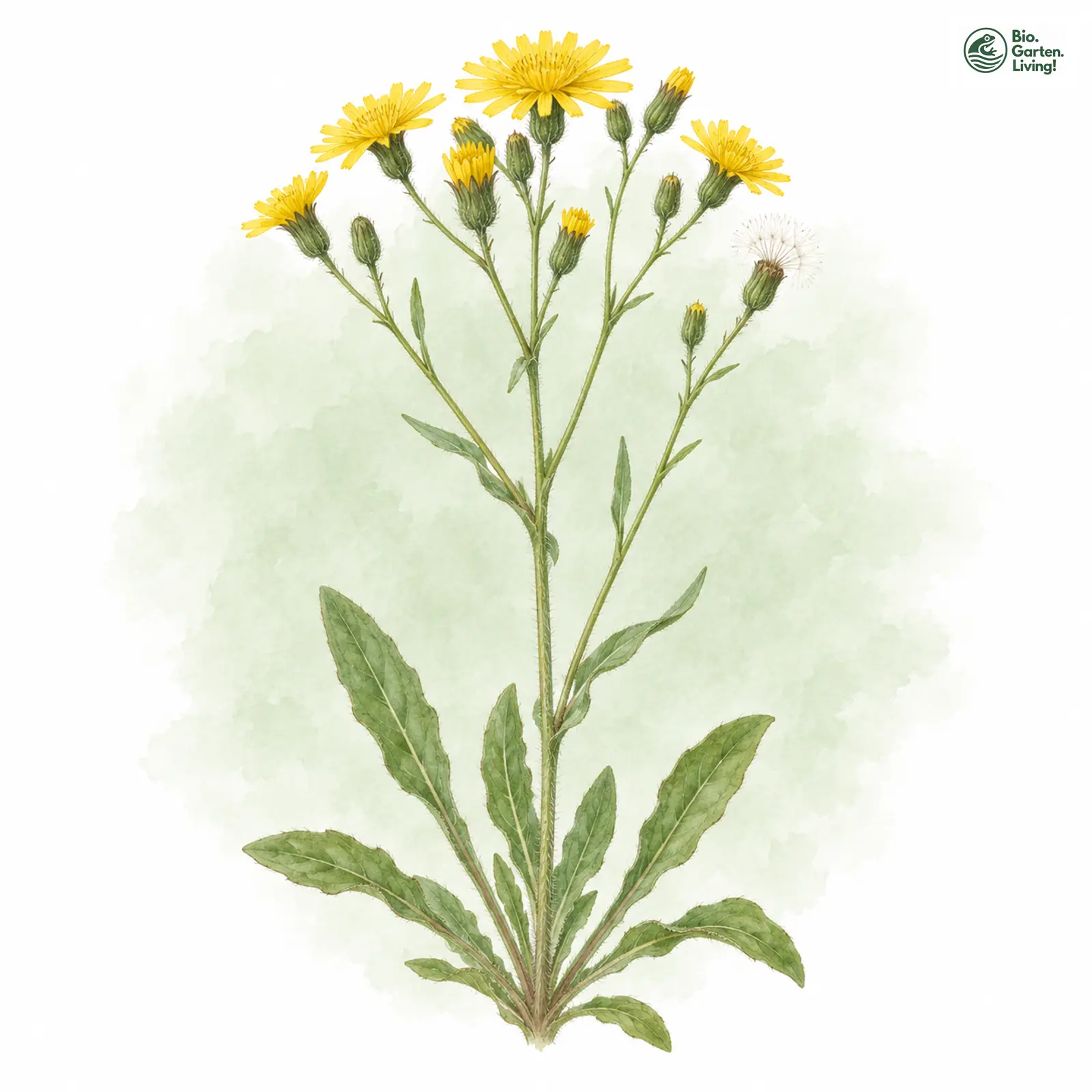 Aquarellzeichnung: Weicher Pippau (Crepis mollis)