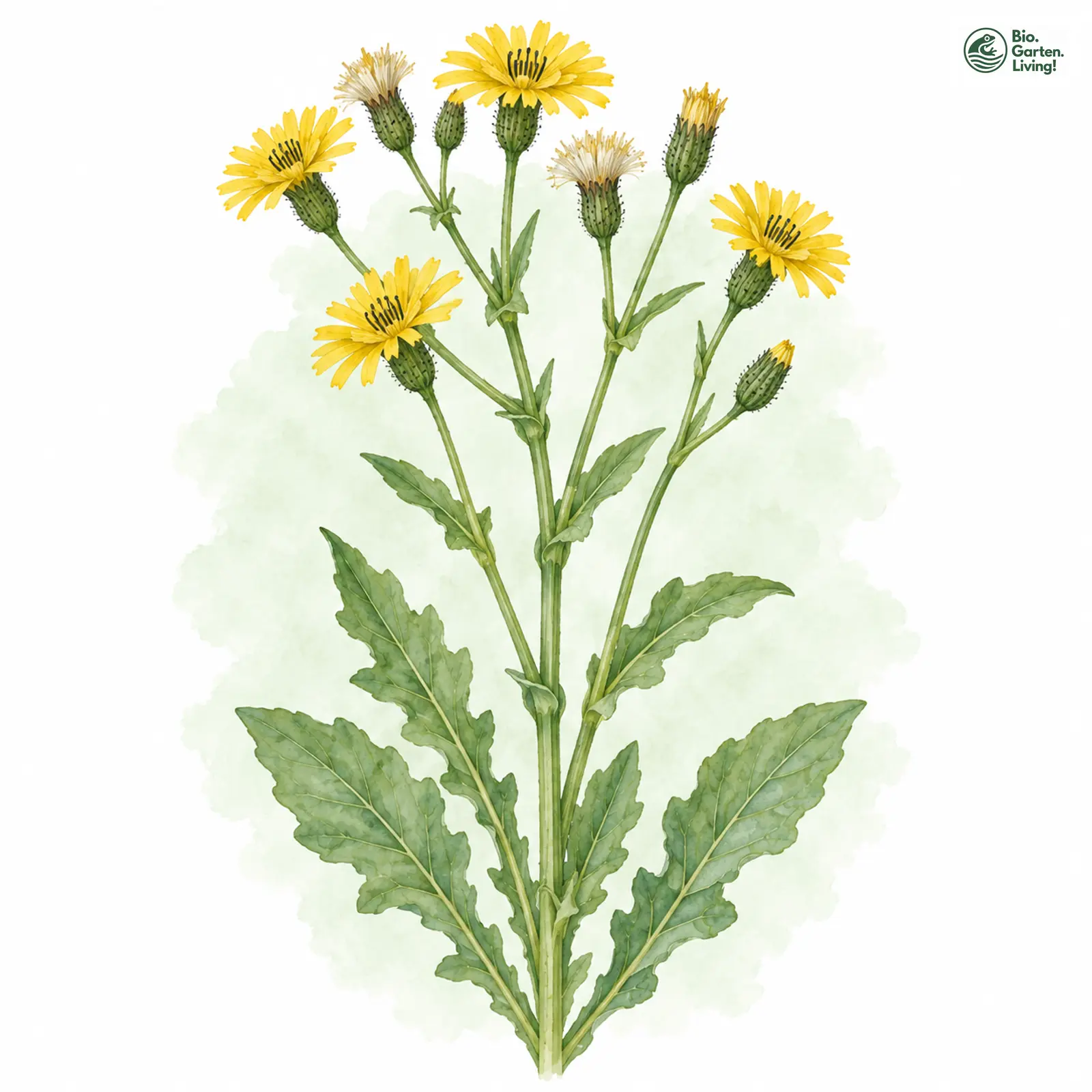 Aquarellzeichnung: Sumpf-Pippau (Crepis paludosa)