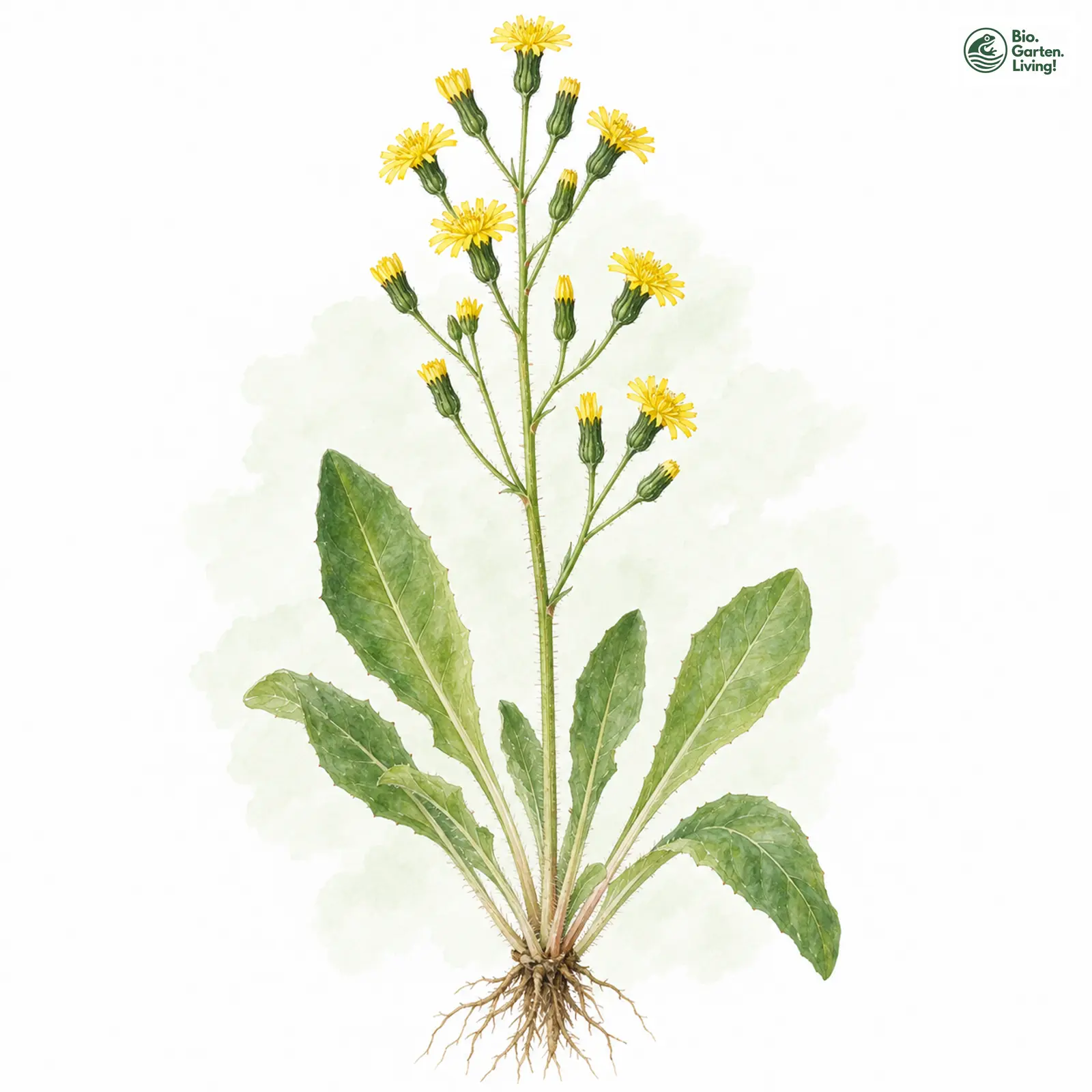 Aquarellzeichnung: Abbiss-Pippau (Crepis praemorsa)