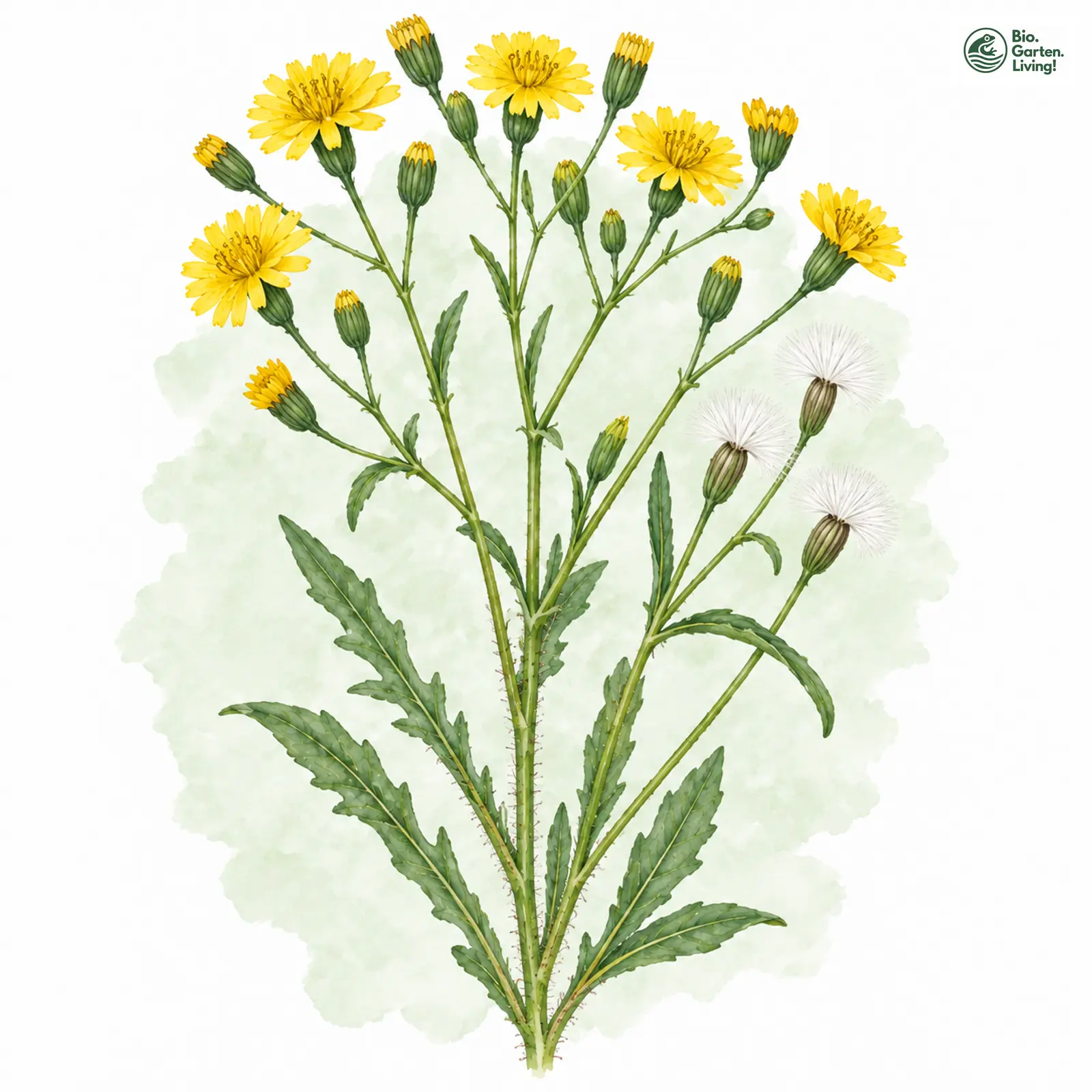 Aquarellzeichnung: Schöner Pippau (Crepis pulchra)
