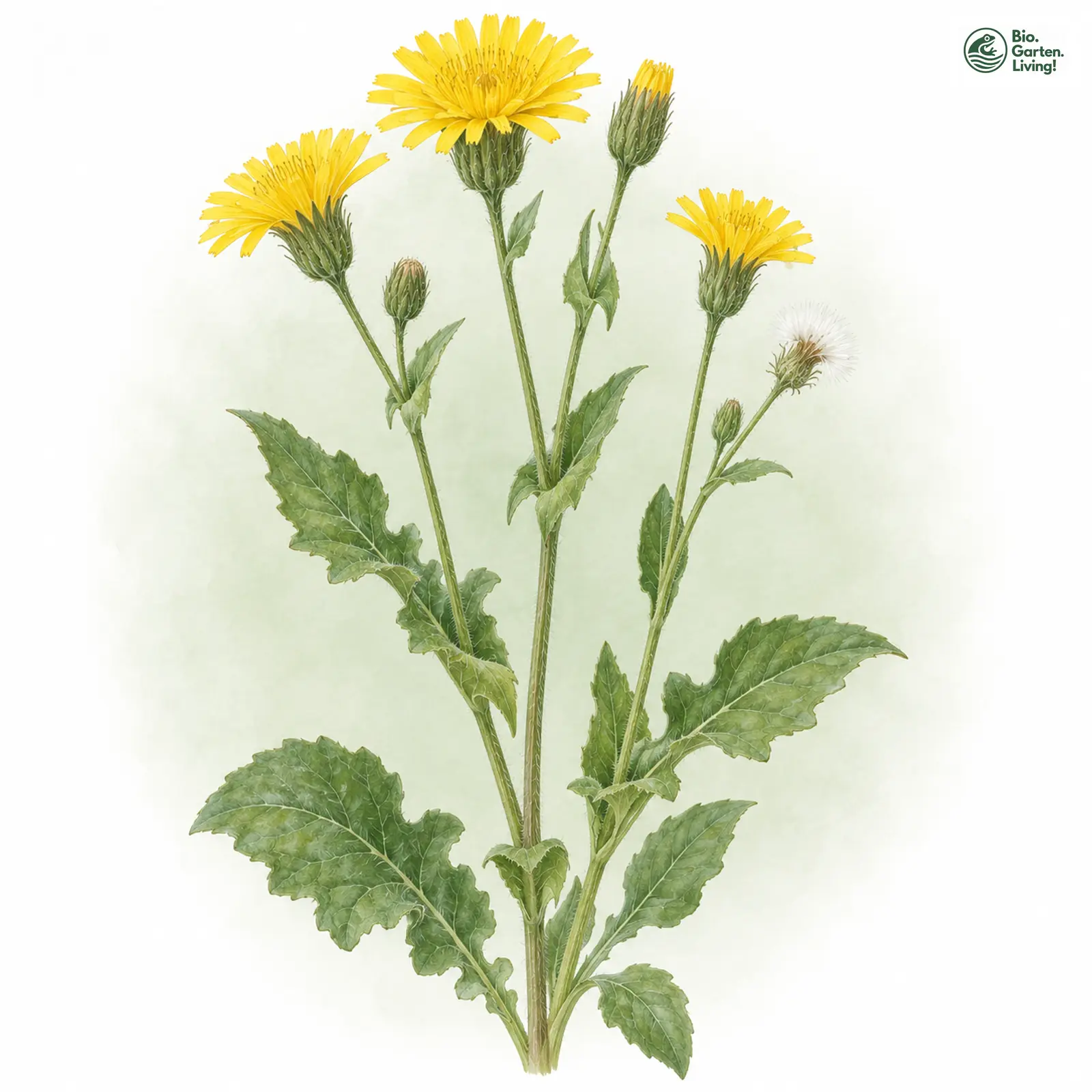 Aquarellzeichnung: Pyrenäen-Pippau (Crepis pyrenaica)