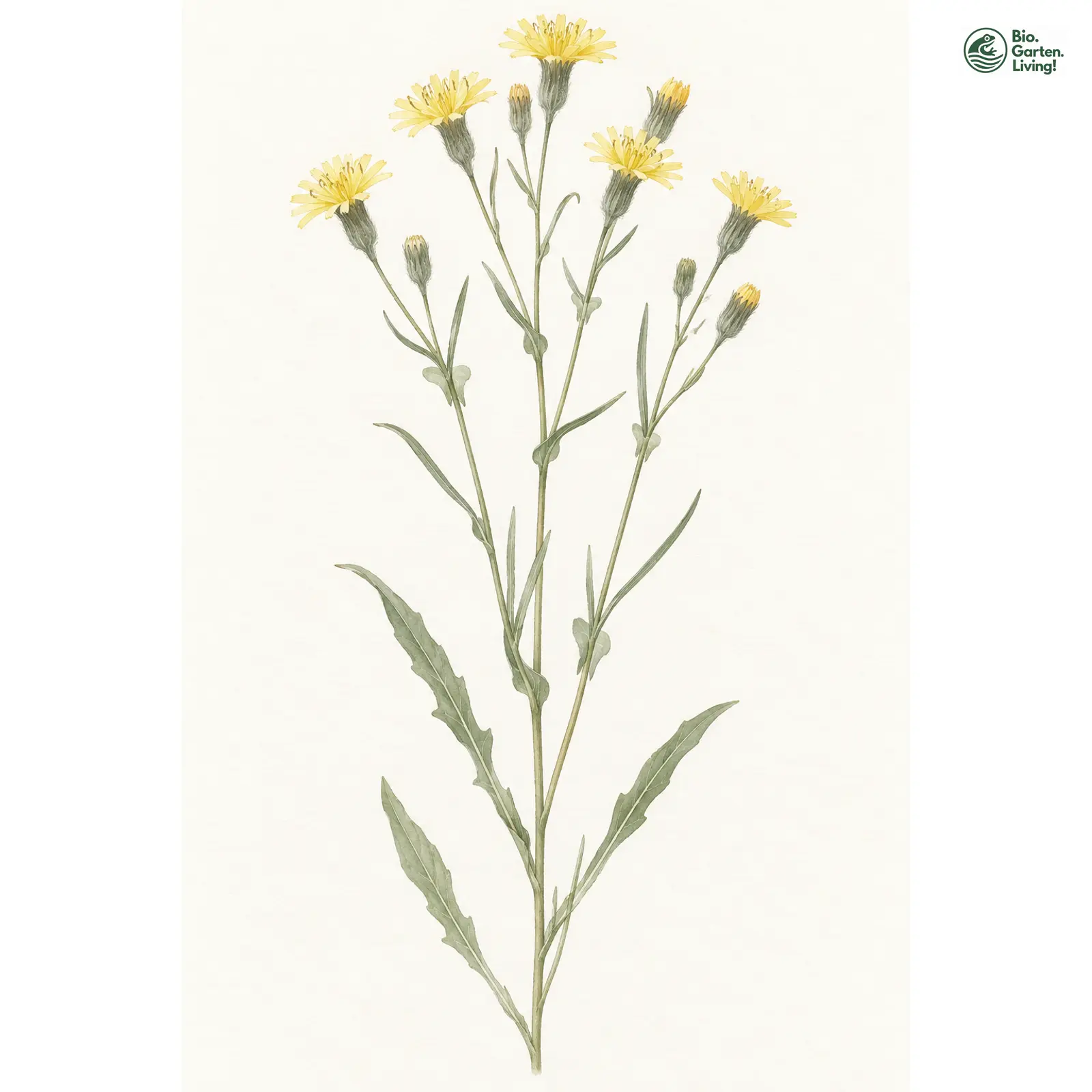 Aquarellzeichnung: Dach-Pippau (Crepis tectorum)