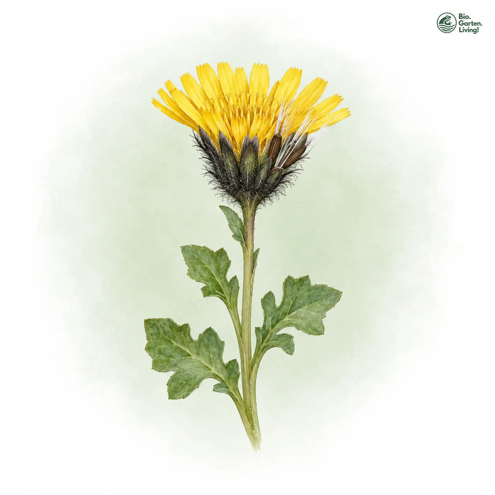 Aquarellzeichnung: Triglau-Pippau (Crepis terglouensis)