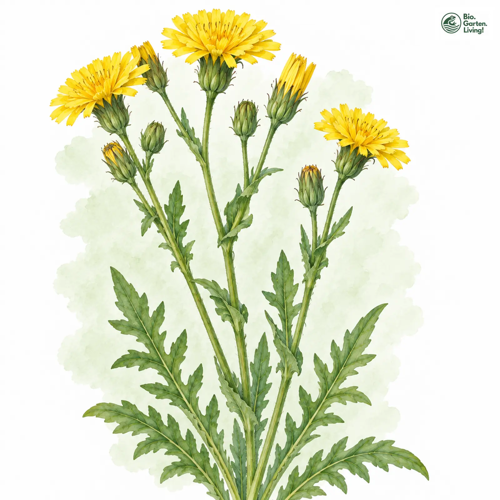 Aquarellzeichnung: Blasen-Pippau (Crepis vesicaria)