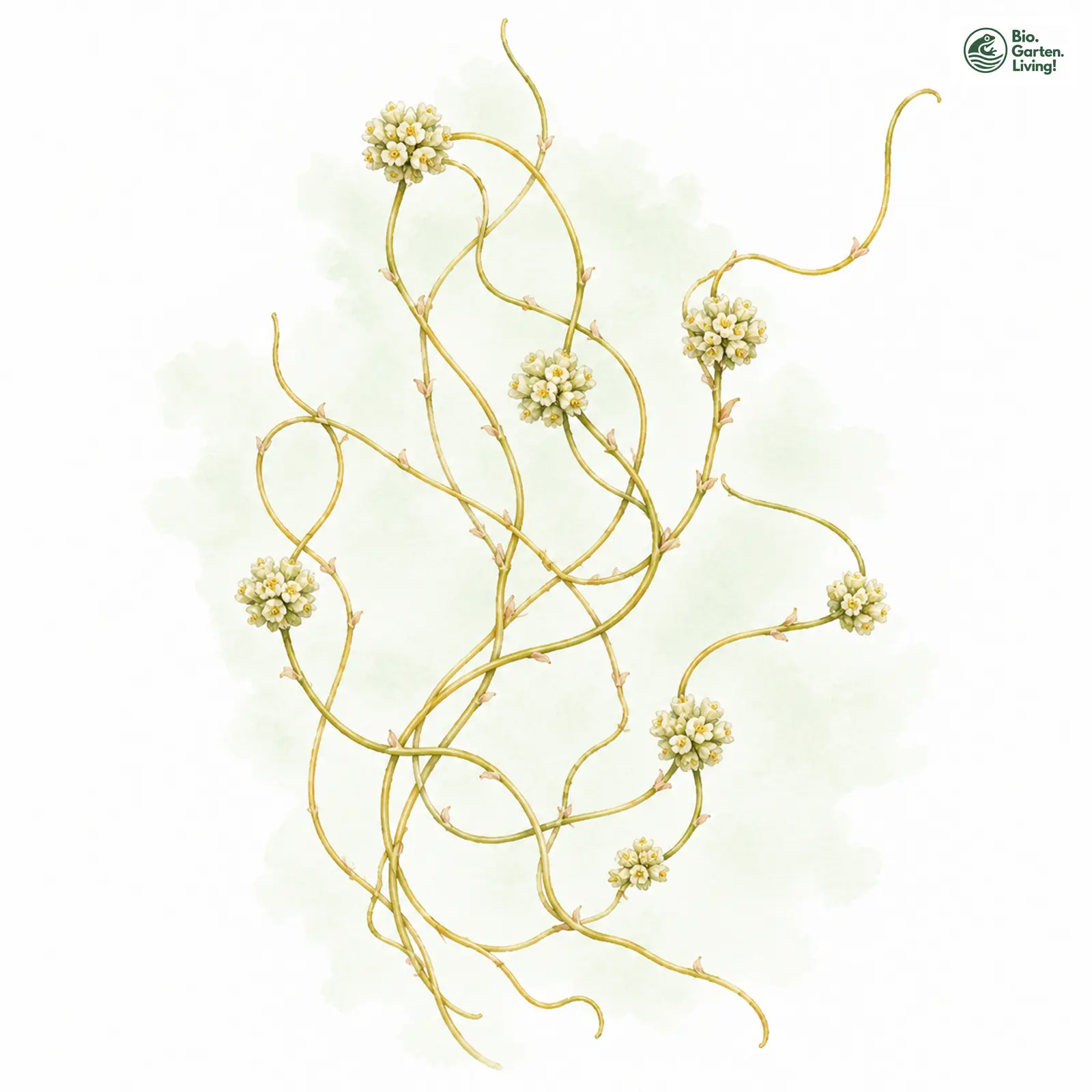 Aquarellzeichnung: Flachs-Seide (Cuscuta epilinum)