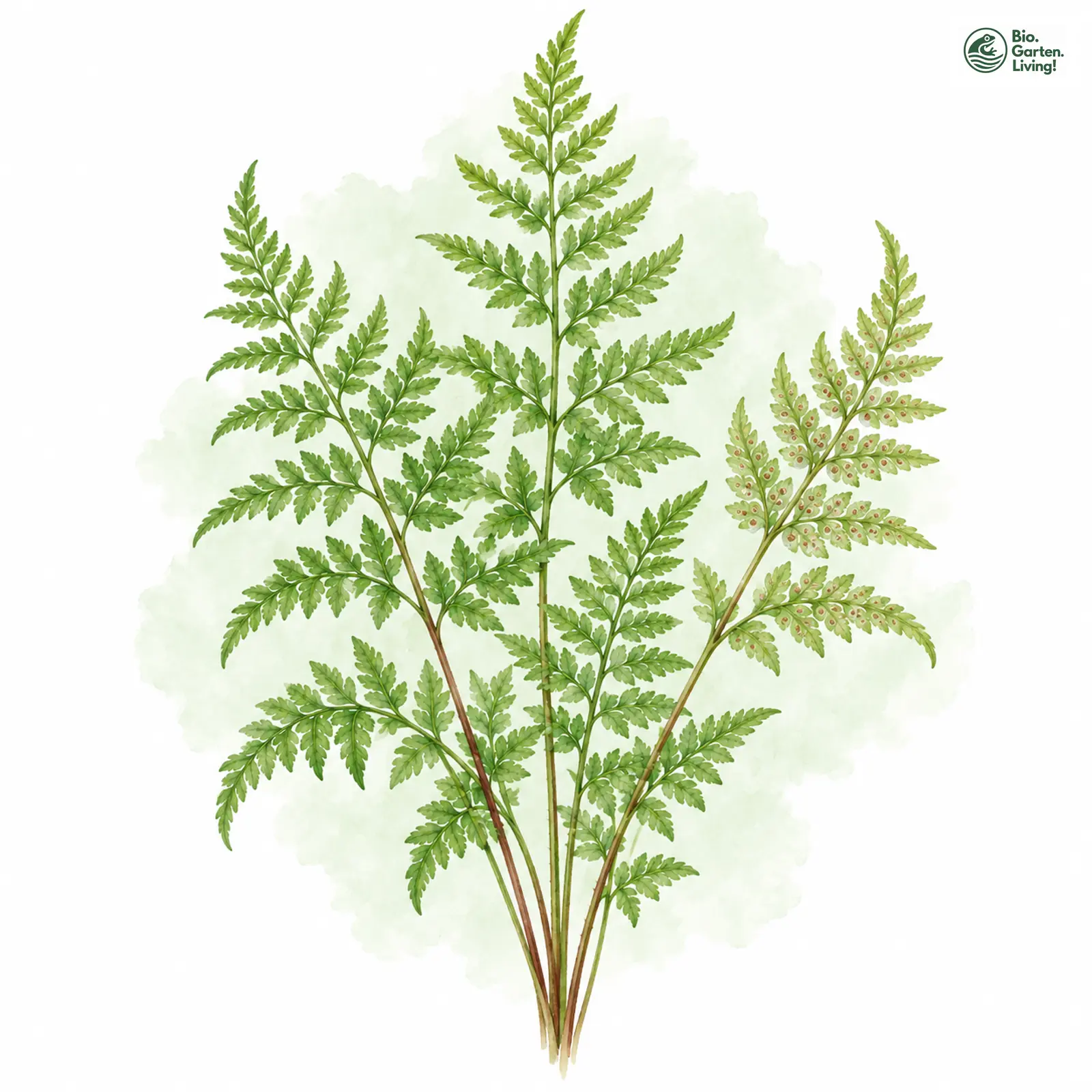 Aquarellzeichnung: Zerbrechlicher Blasenfarn (Cystopteris fragilis (im engeren Sinne))