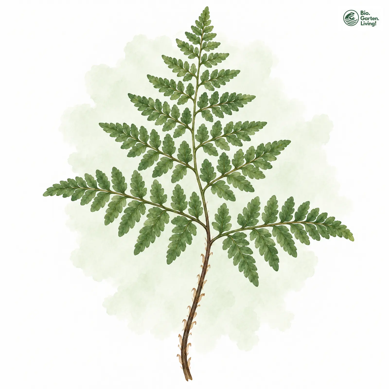 Aquarellzeichnung: Berg-Blasenfarn (Cystopteris montana)