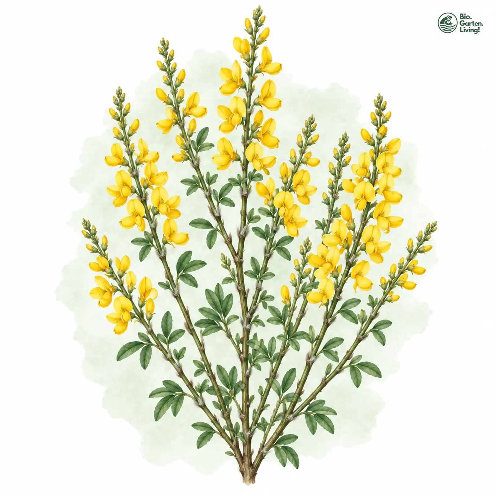 Aquarellzeichnung: Schwarzwerdender Geißklee (Cytisus nigricans)