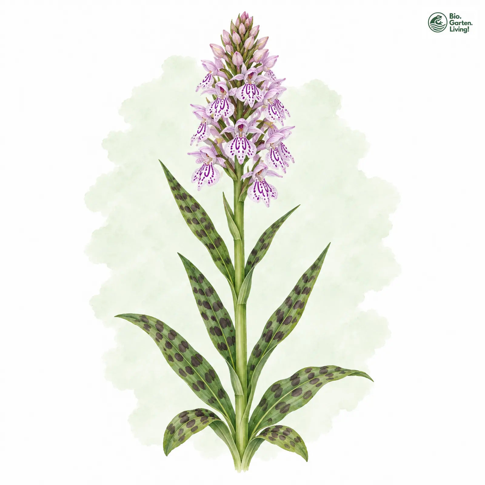 Aquarellzeichnung: Fuchssche Fingerwurz (Dactylorhiza fuchsii)