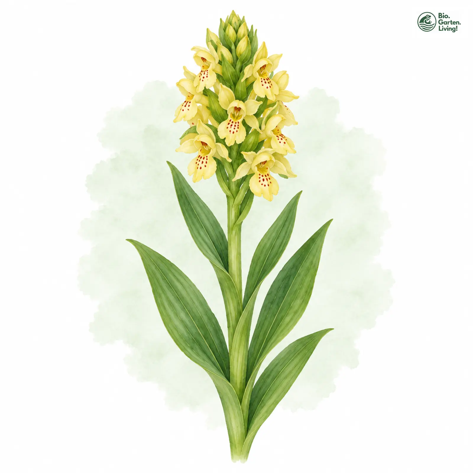Aquarellzeichnung: Holunder-Fingerwurz (Dactylorhiza sambucina)