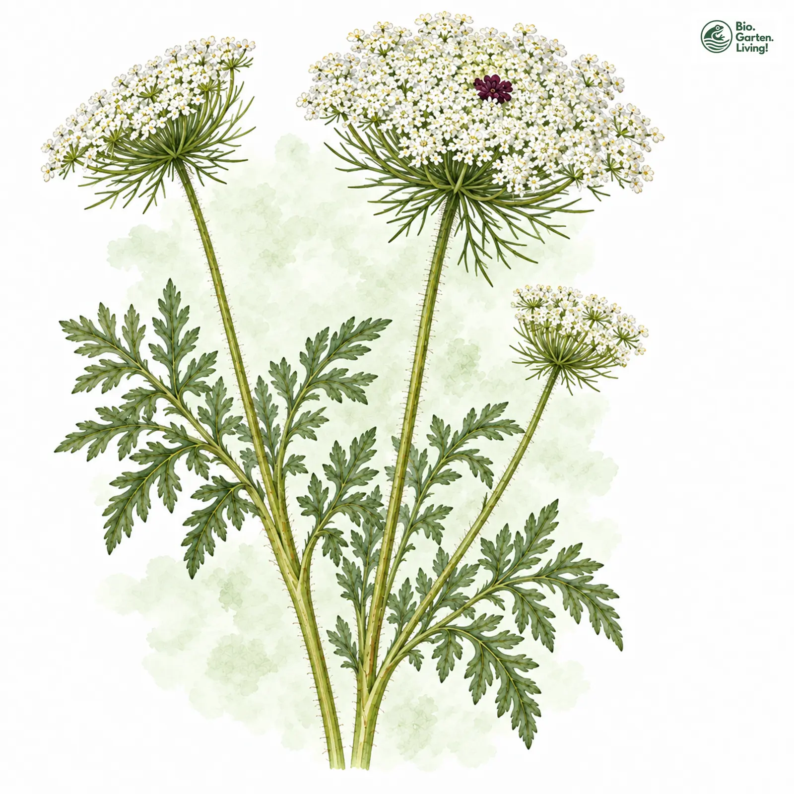Aquarellzeichnung: Gewöhnliche Möhre (Daucus carota)