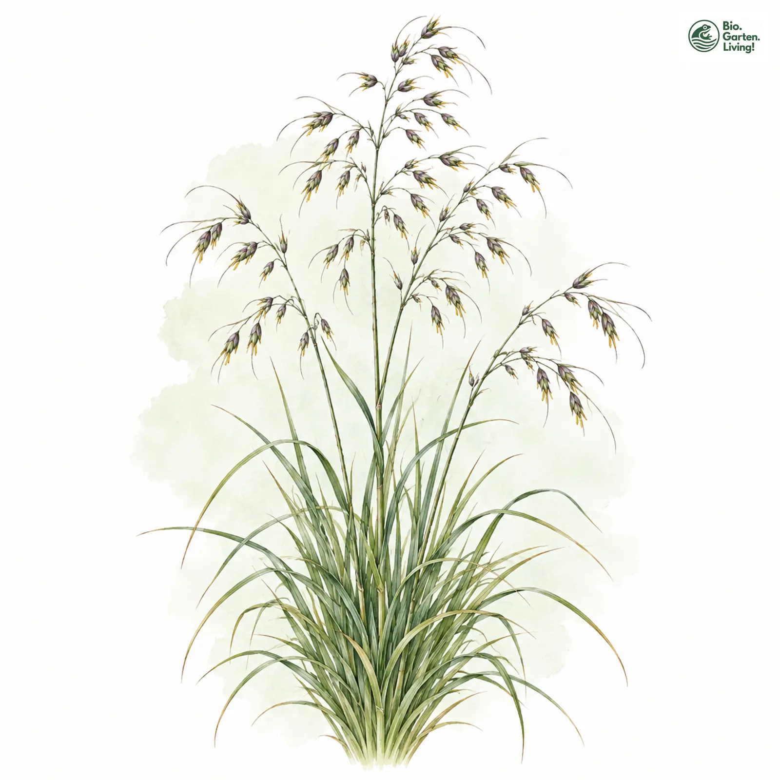 Aquarellzeichnung: Borstblatt-Schmiele (Deschampsia setacea)