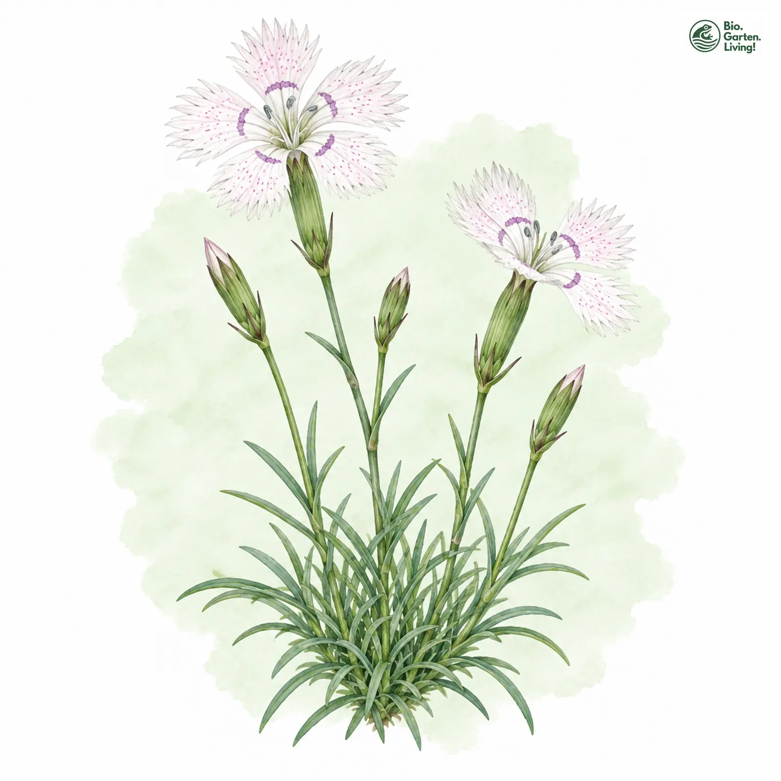 Aquarellzeichnung: Sand-Nelke (Dianthus arenarius)