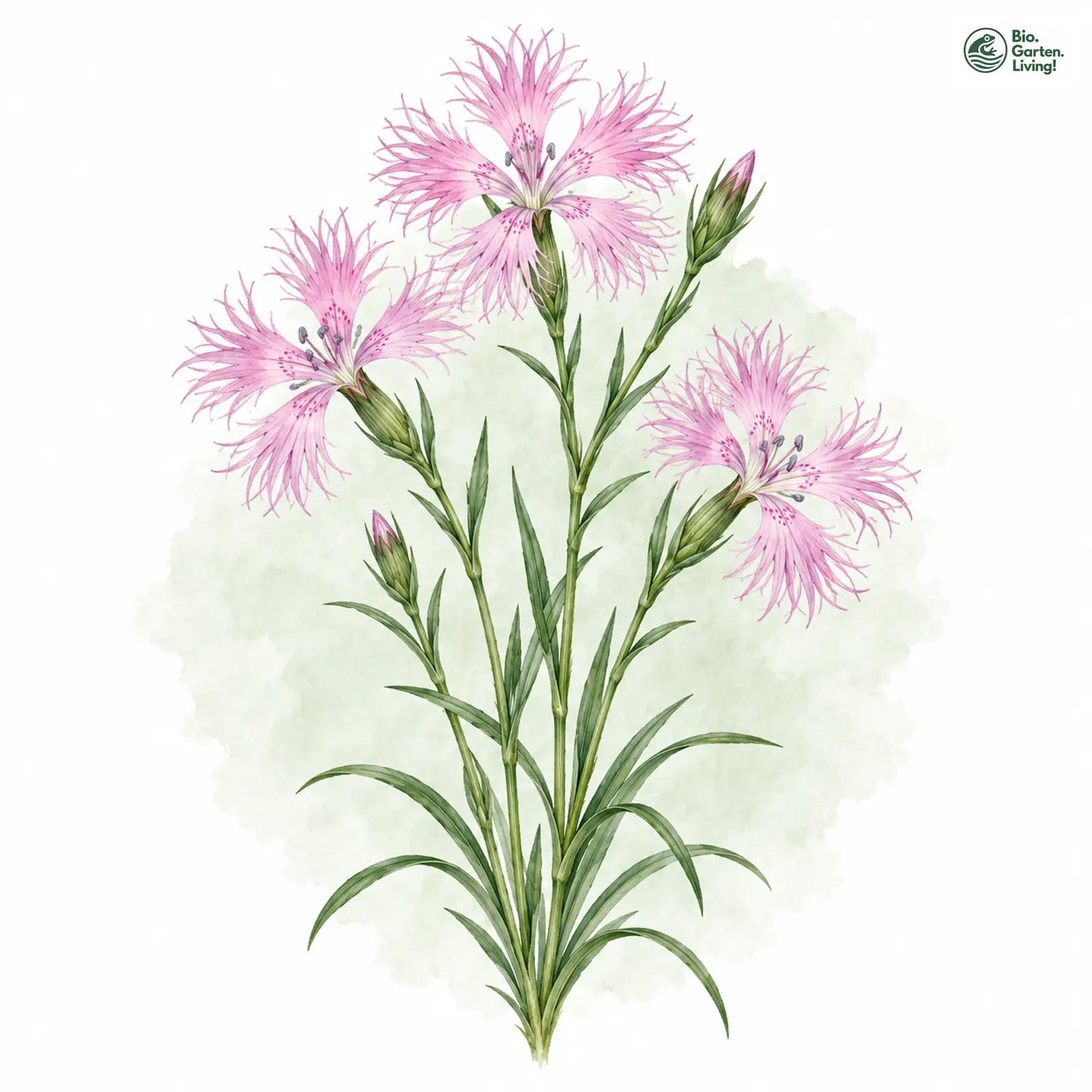 Aquarellzeichnung: Pracht-Nelke (Dianthus superbus)