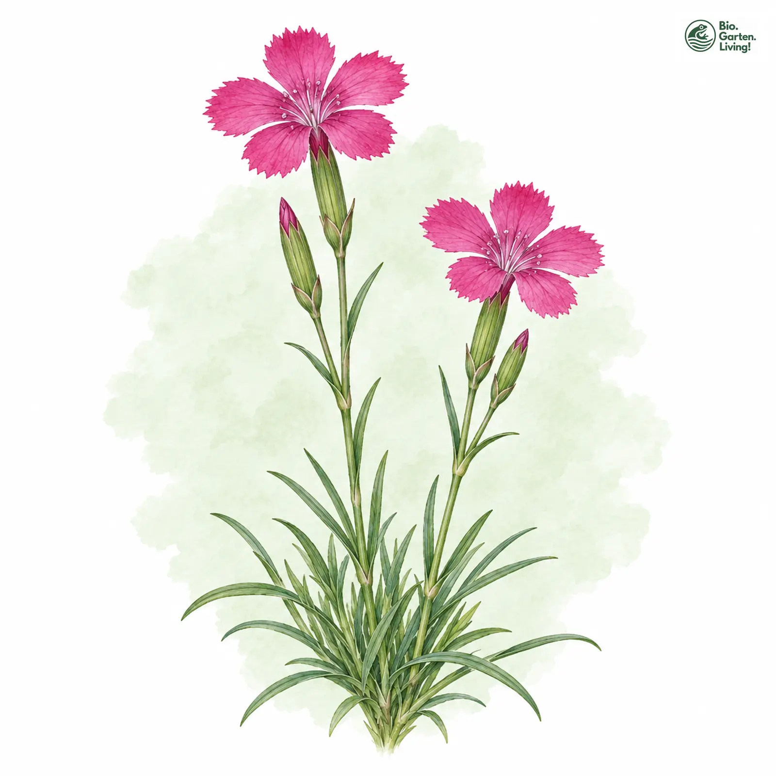 Aquarellzeichnung: Stein-Nelke (Dianthus sylvestris)