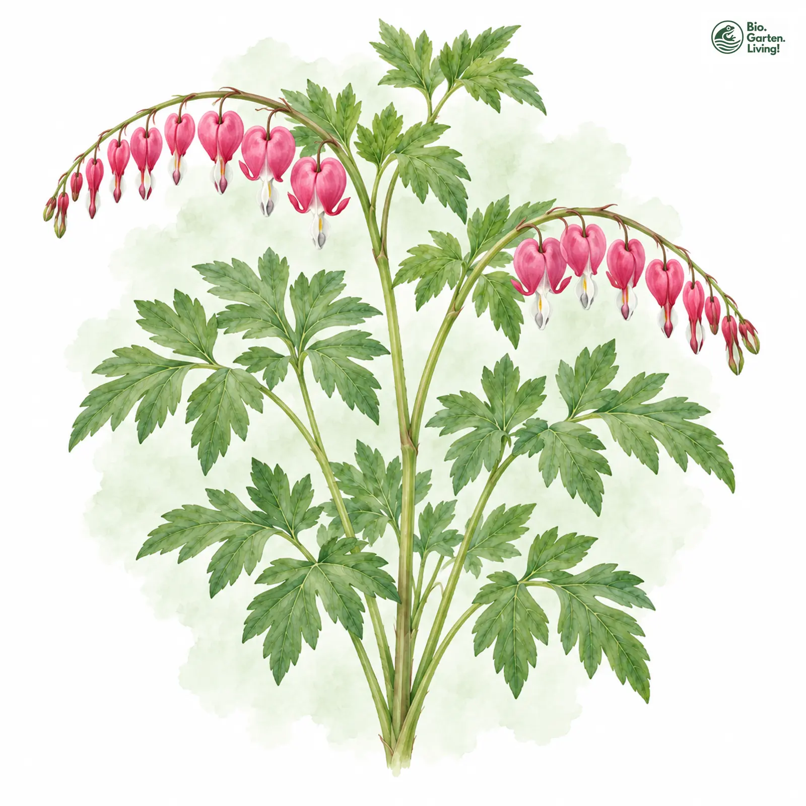 Aquarellzeichnung: Tränendes Herz (Dicentra spectabilis)