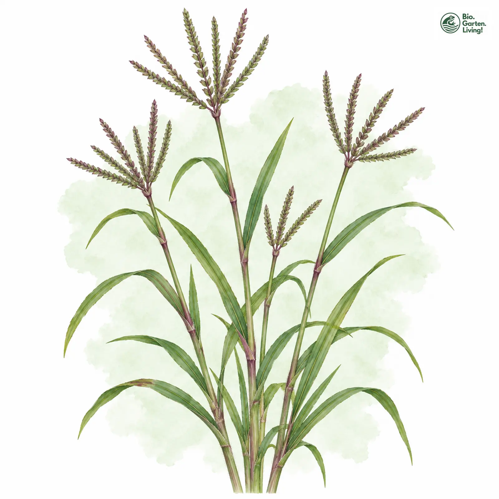 Aquarellzeichnung: Blutrote Fingerhirse (Digitaria sanguinalis)