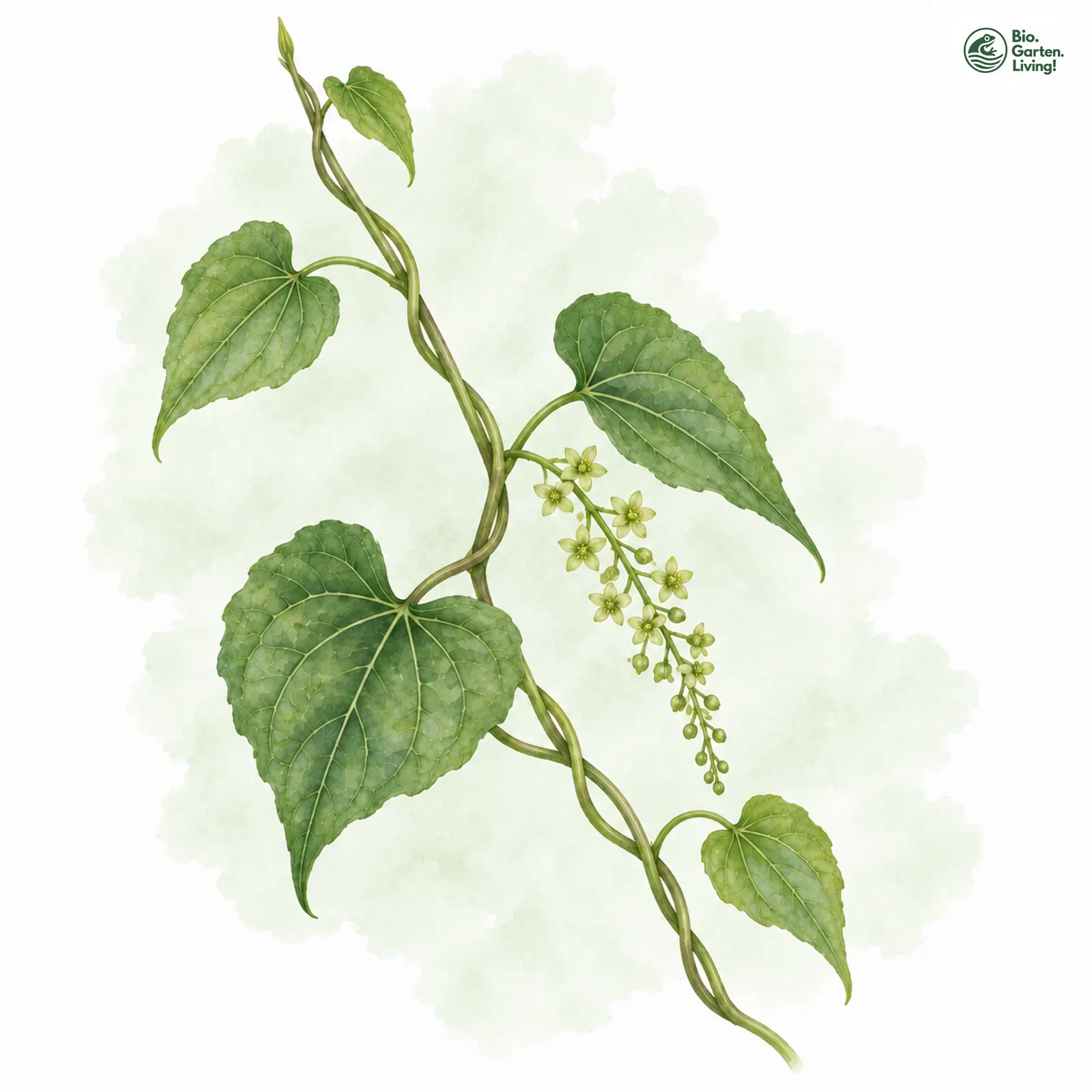 Aquarellzeichnung: Gewöhnliche Schmerwurz (Dioscorea communis)