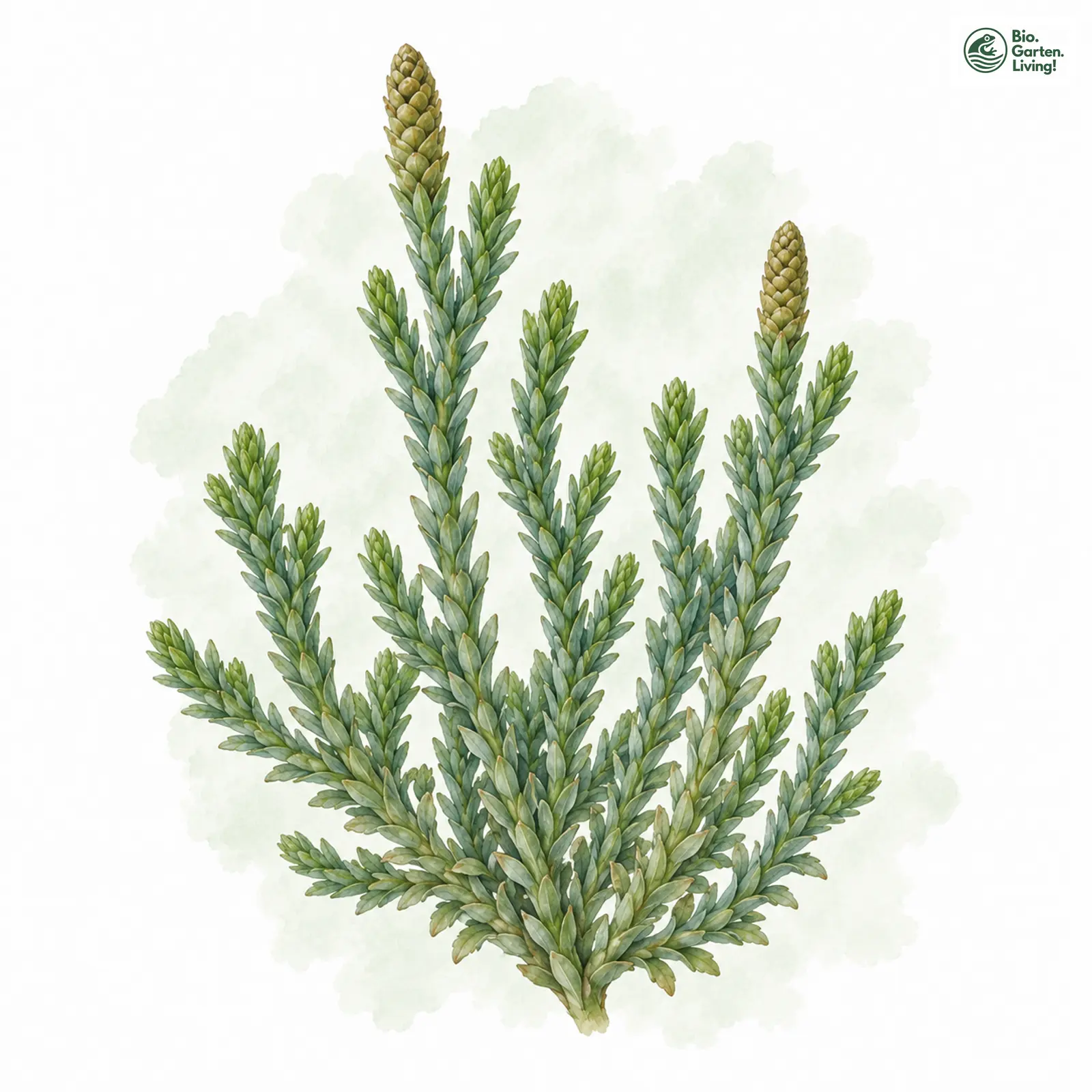 Aquarellzeichnung: Alpen-Flachbärlapp (Diphasiastrum alpinum)