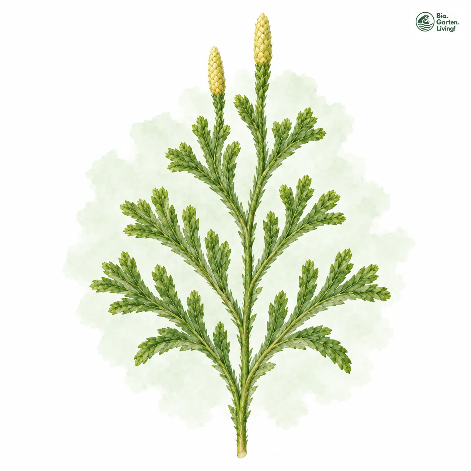 Aquarellzeichnung: Gewöhnlicher Flachbärlapp (Diphasiastrum complanatum)