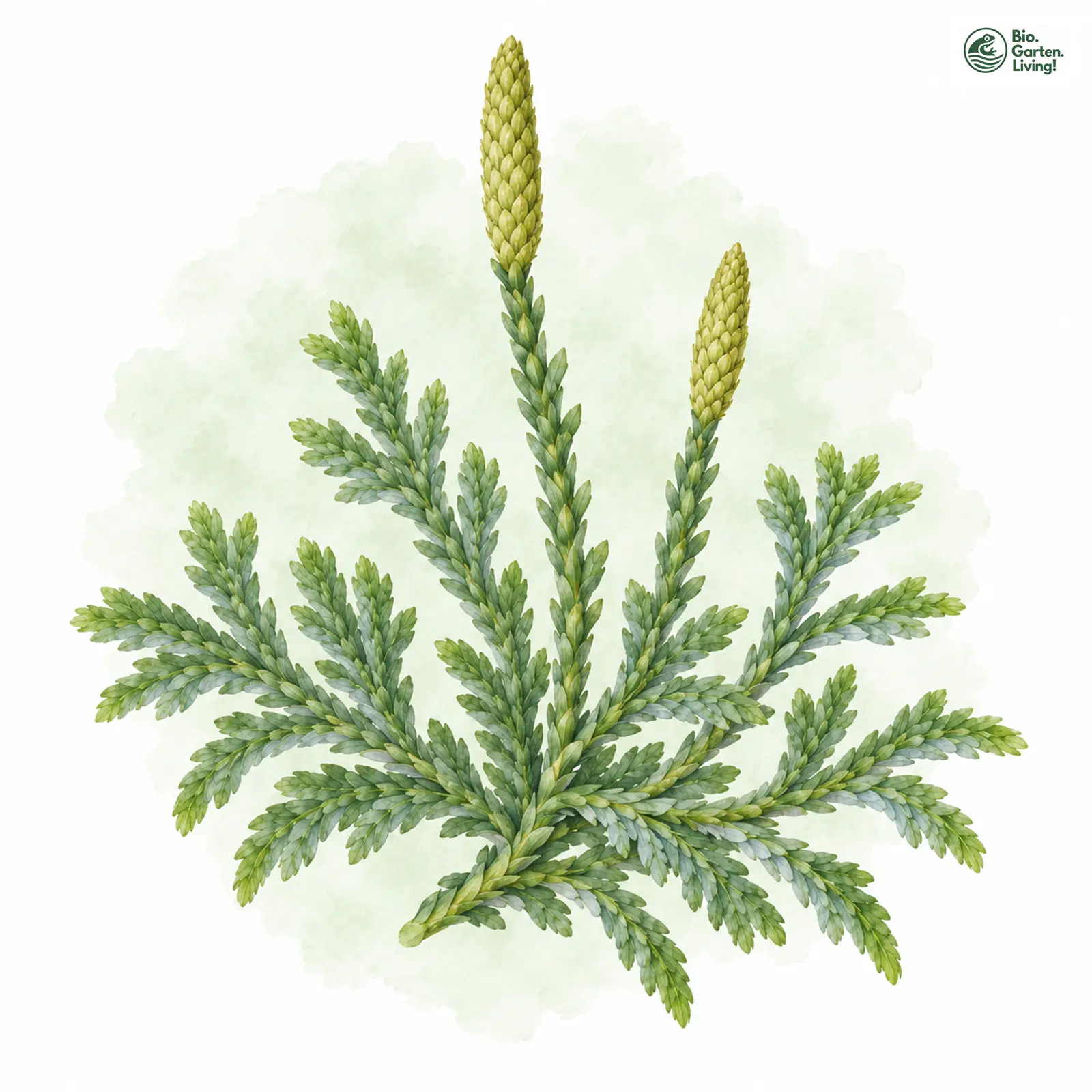 Aquarellzeichnung: Zeiller-Flachbärlapp (Diphasiastrum zeilleri)