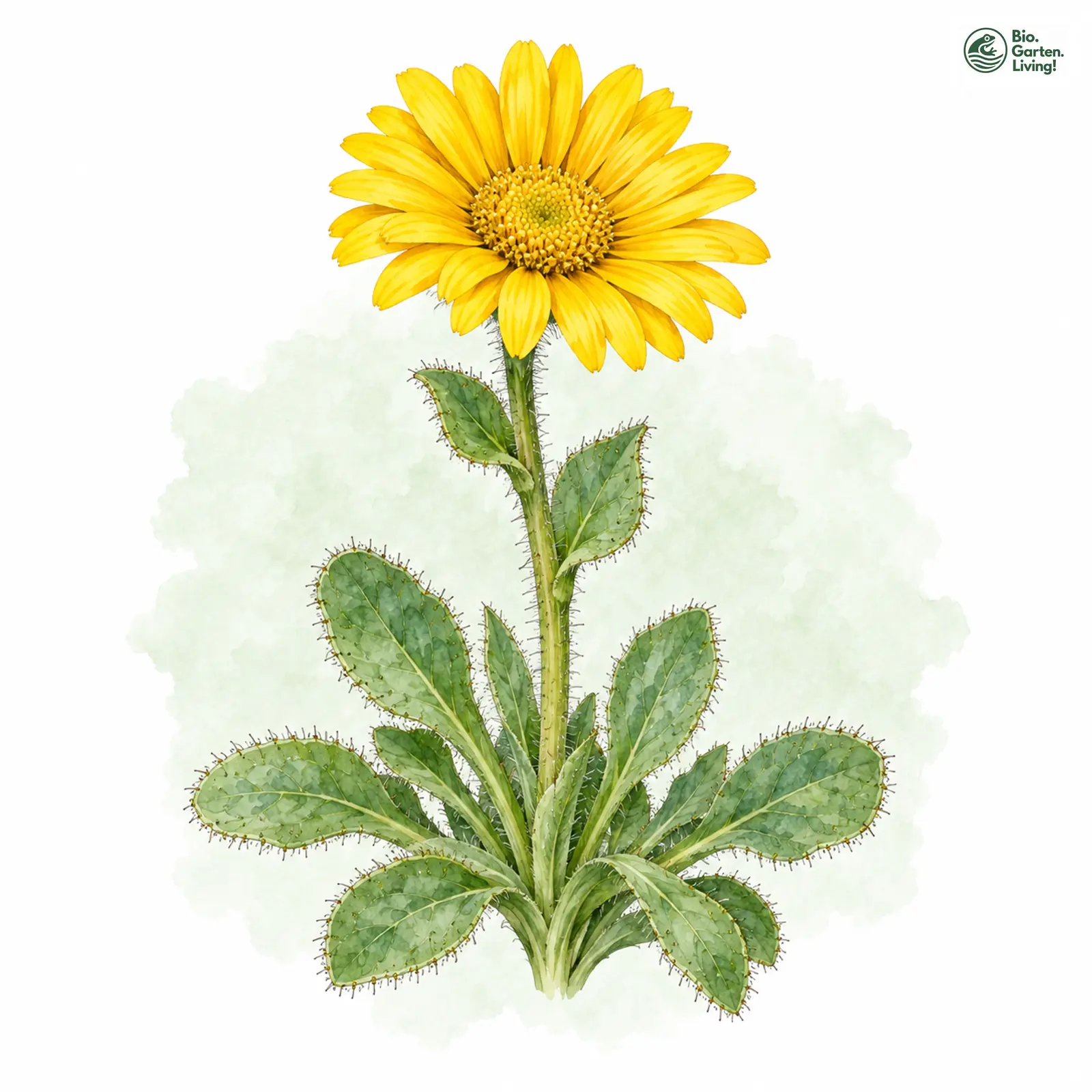 Aquarellzeichnung: Gletscher-Gämswurz (Doronicum glaciale)