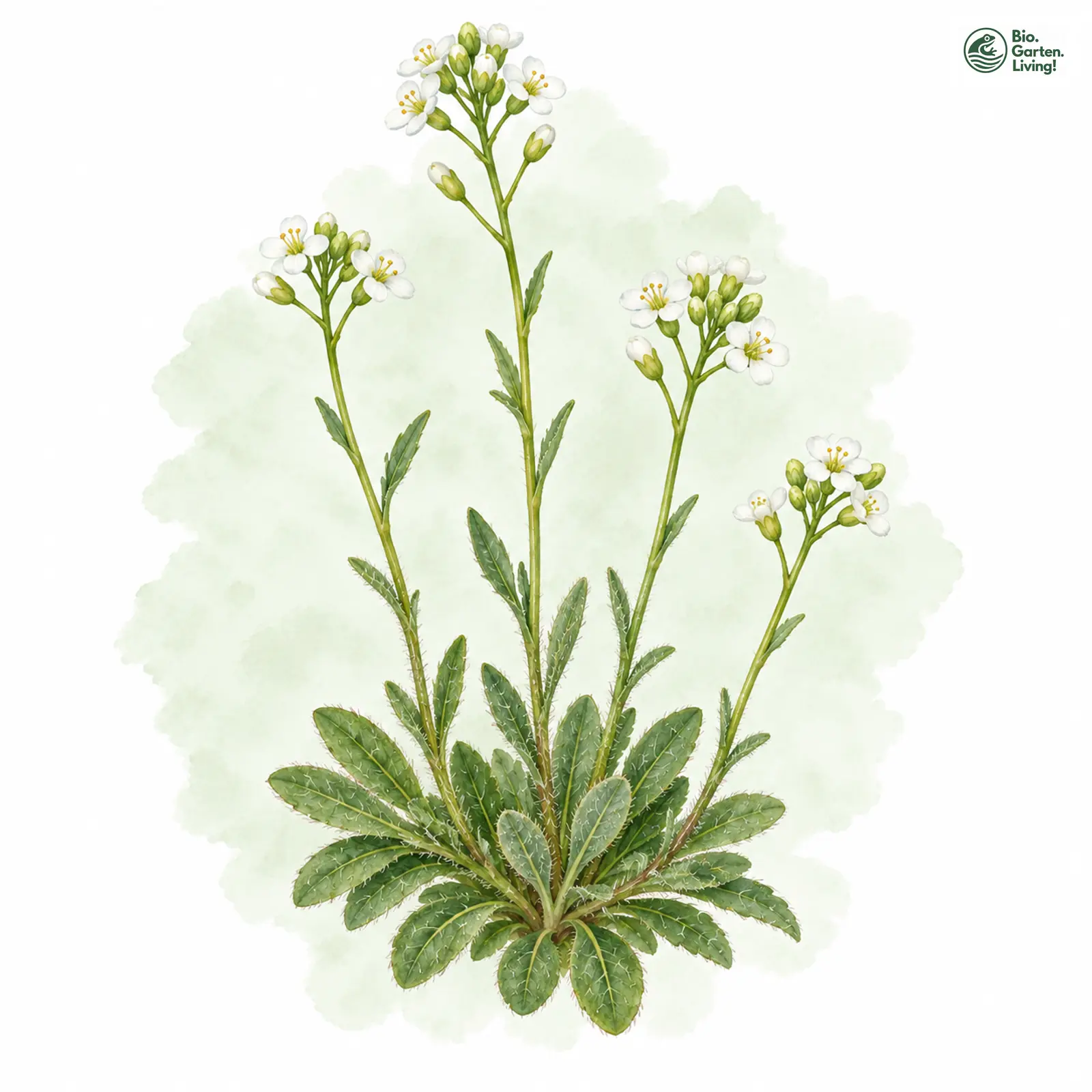 Aquarellzeichnung: Kärntner Felsenblümchen (Draba siliquosa)