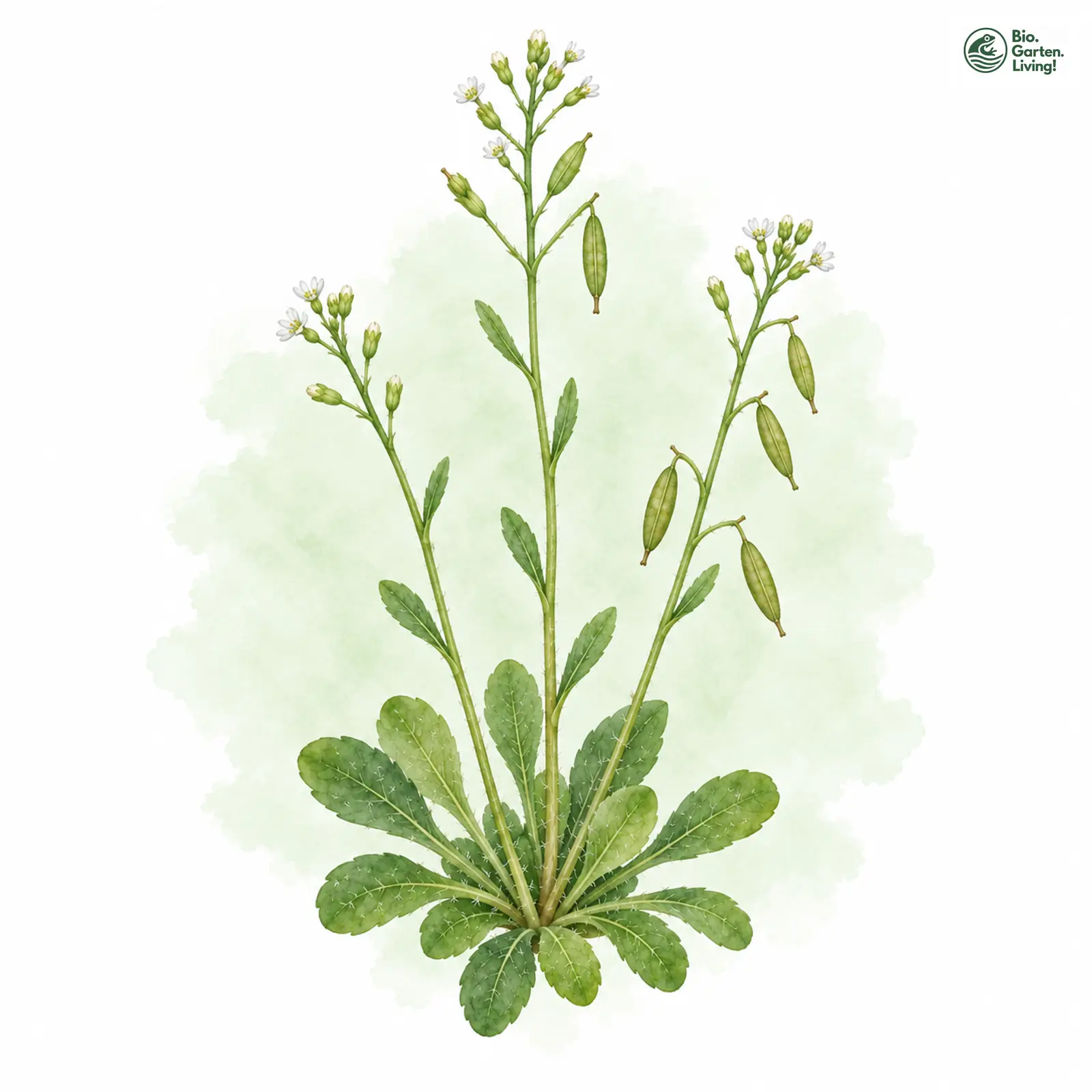 Aquarellzeichnung: Frühlings-Hungerblümchen (Draba verna (im engeren Sinne))