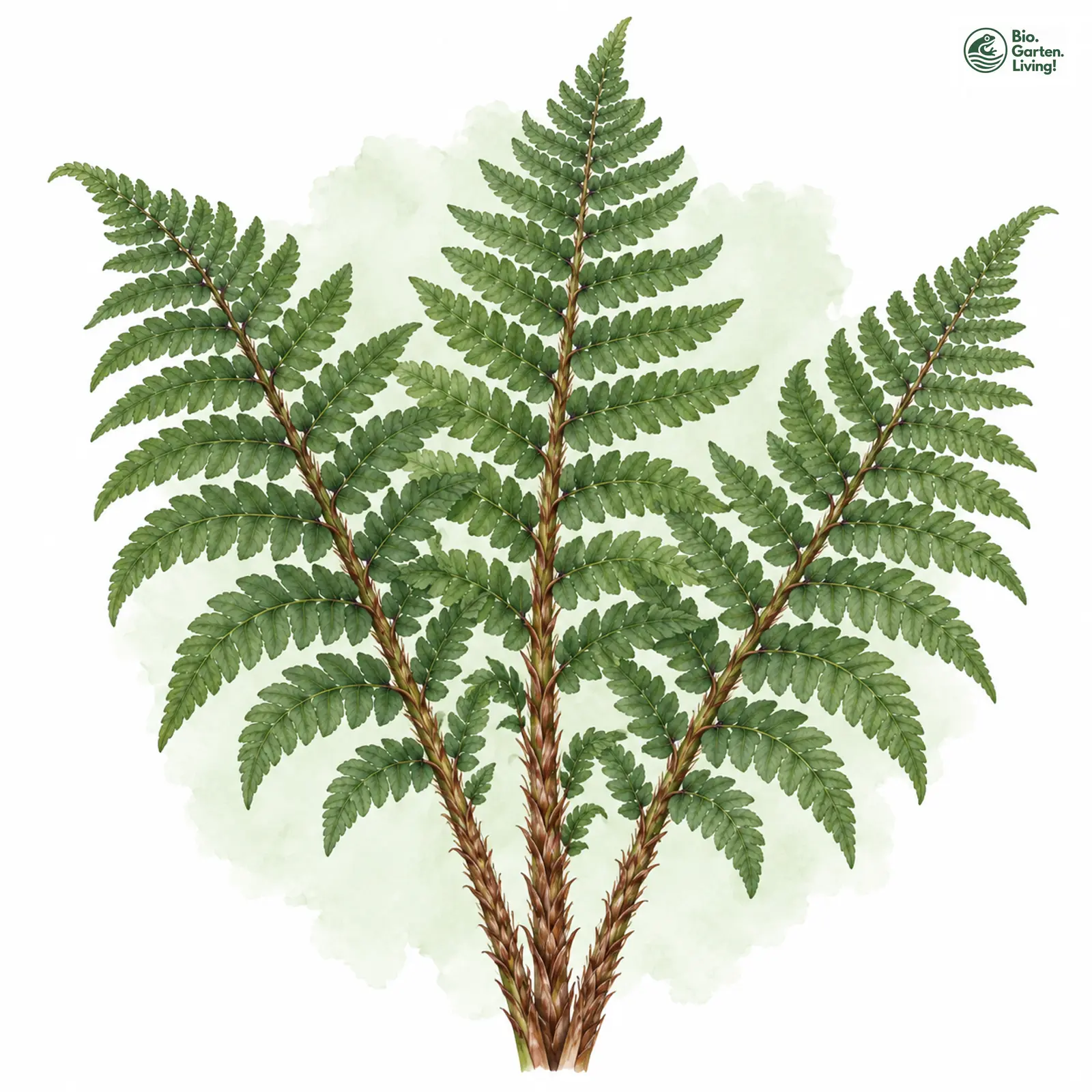 Aquarellzeichnung: Schuppen-Wurmfarn (Dryopteris affinis (im engeren Sinne))