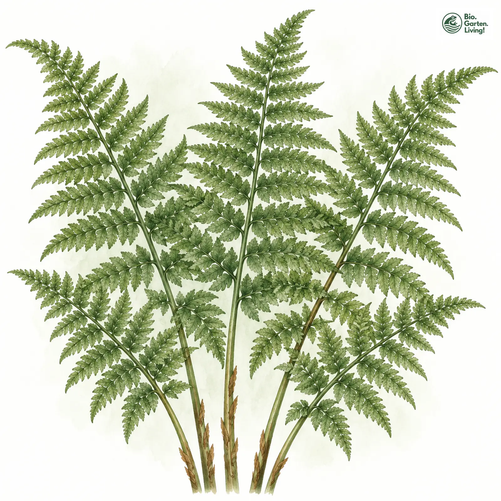 Aquarellzeichnung: Breitblättriger Wurmfarn (Dryopteris dilatata)