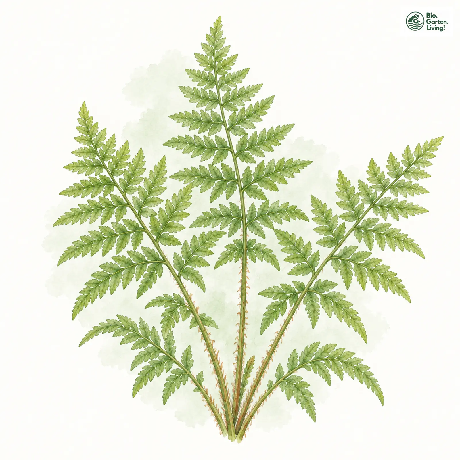 Aquarellzeichnung: Feingliedriger Wurmfarn (Dryopteris expansa)