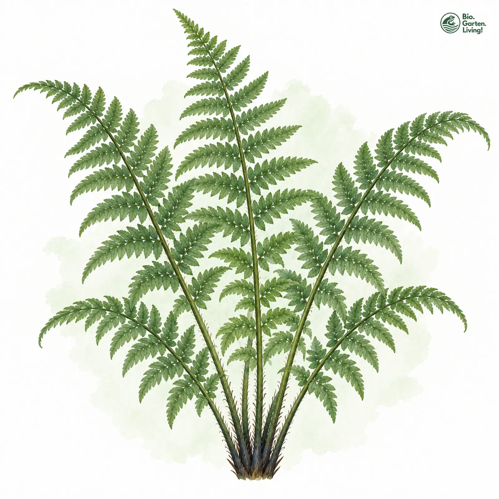 Aquarellzeichnung: Entferntfiedriger Wurmfarn (Dryopteris remota)