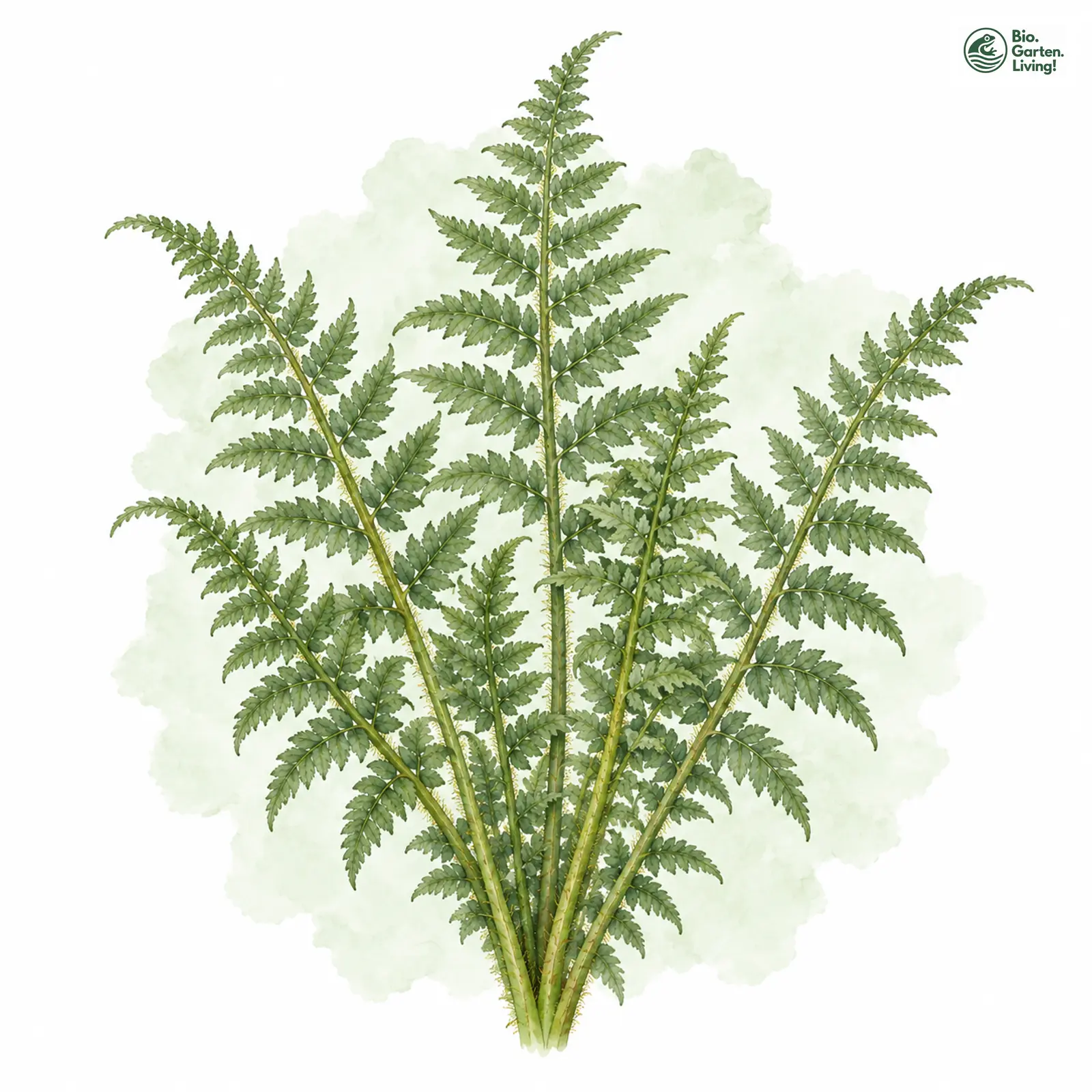 Aquarellzeichnung: Starrer Wurmfarn (Dryopteris villarii (im engeren Sinne))